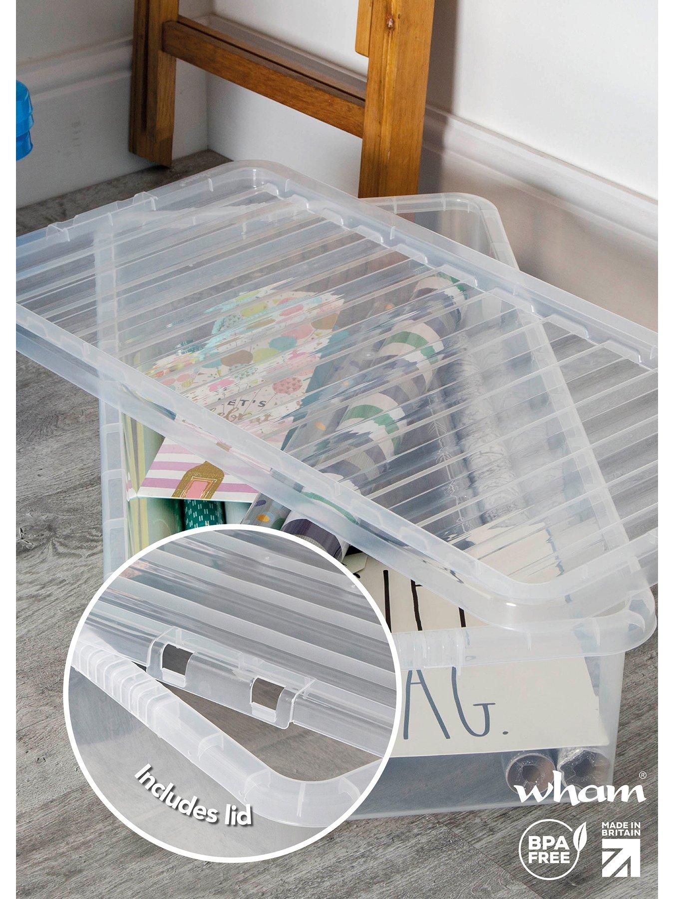 Image 3 of 5 of Wham Set of 2 Clear Plastic Crystal Underbed Storage Boxes &ndash; 42 litres each