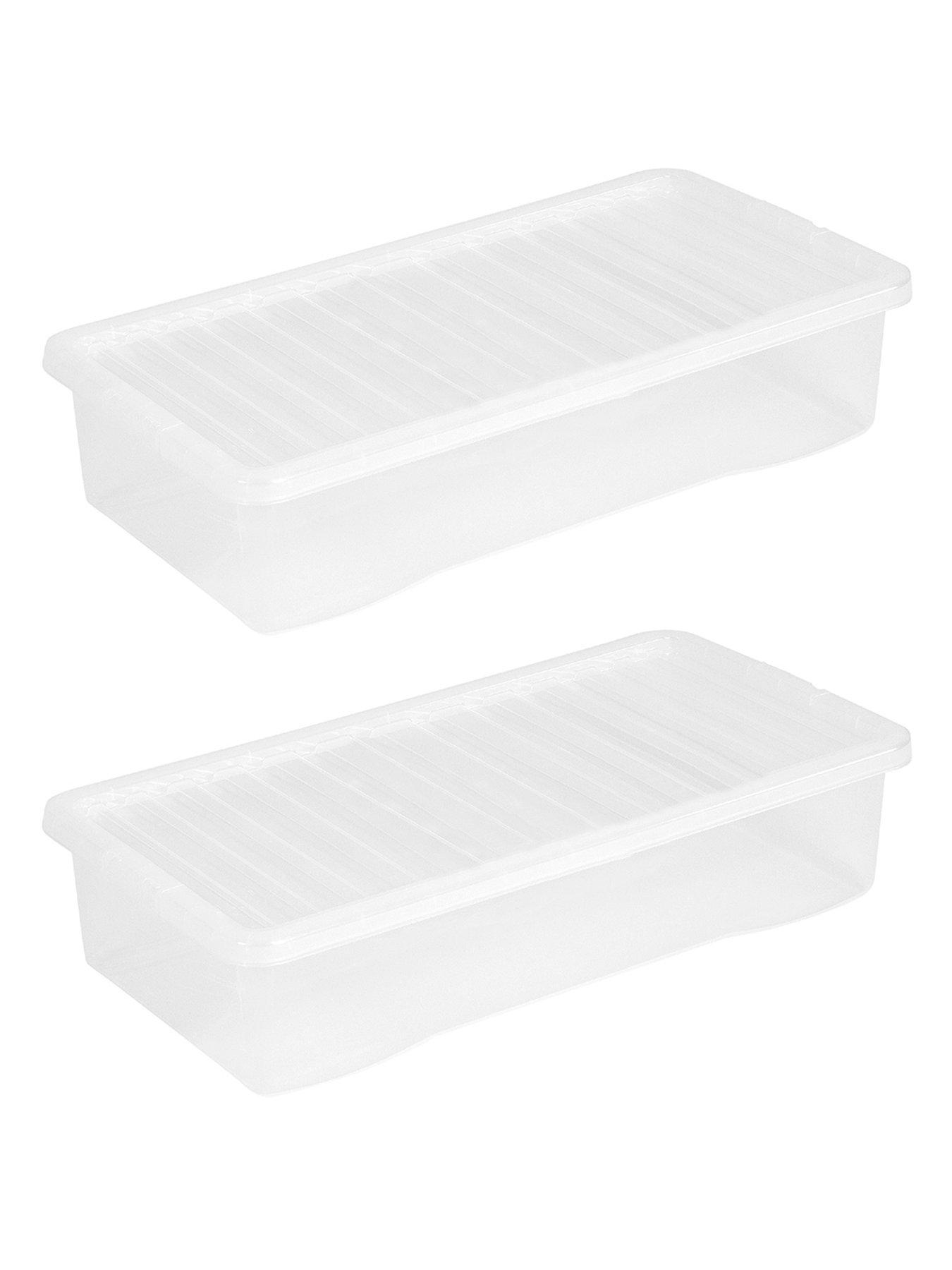 Image 4 of 5 of Wham Set of 2 Clear Plastic Crystal Underbed Storage Boxes &ndash; 42 litres each