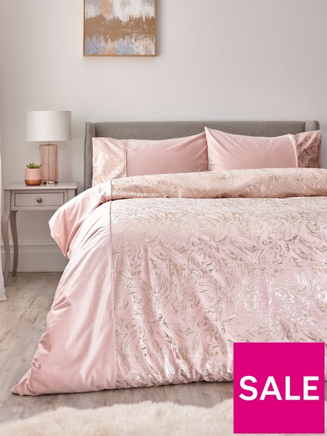 alexis-marble-foil-and-velvet-duvet-cover-set-pink
