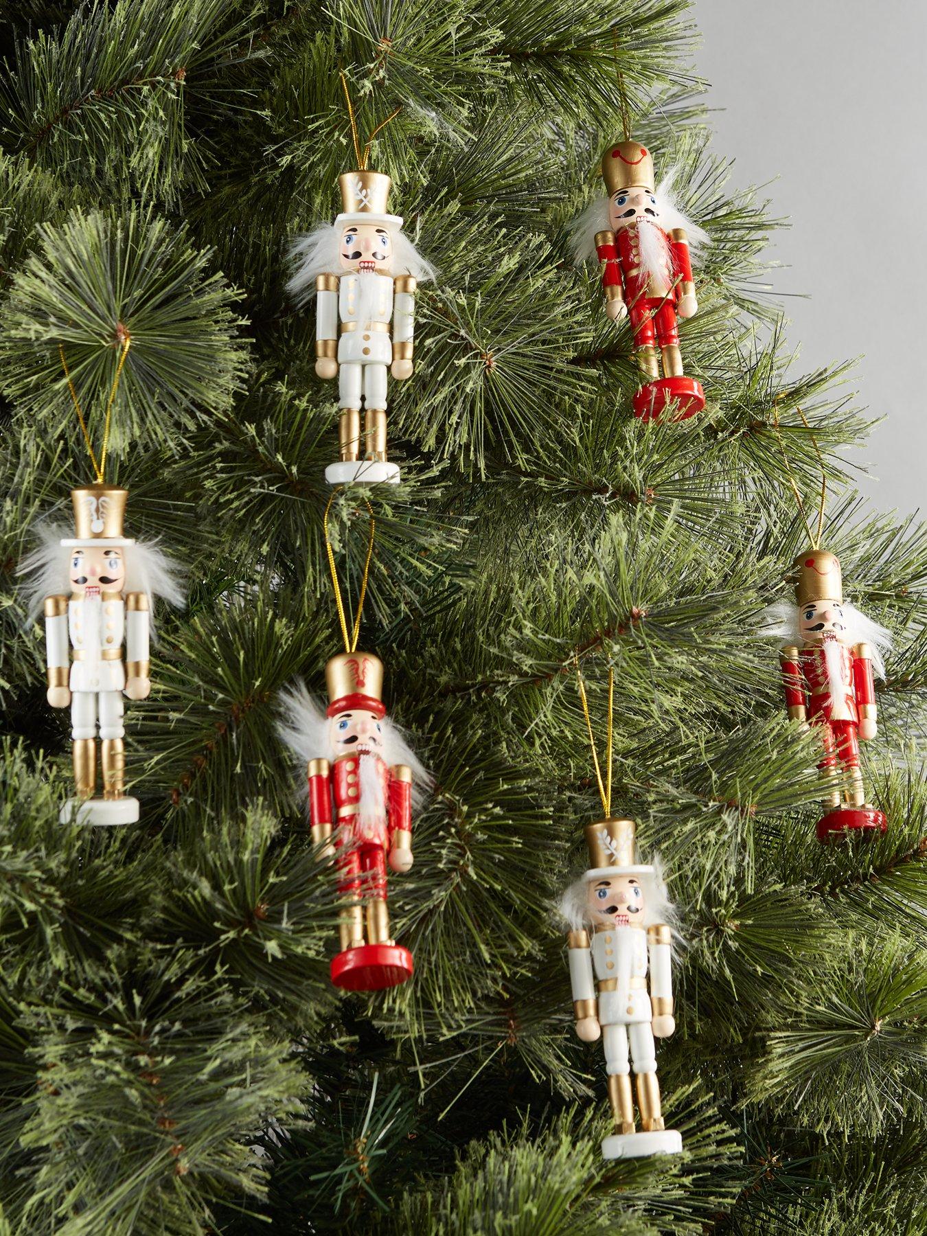 Set of 6 Wooden Nutcracker Christmas Tree Ornaments