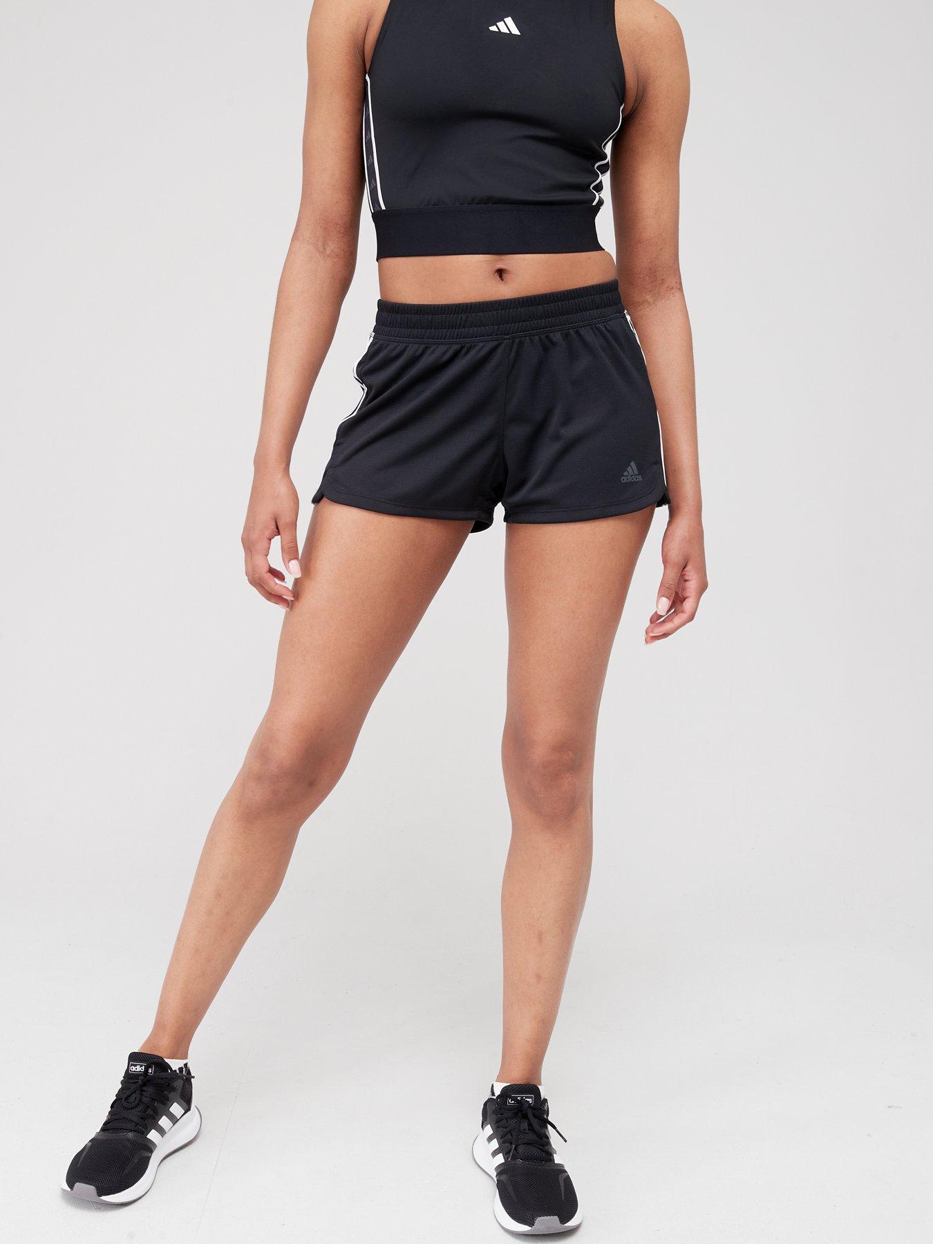 Adidas 3 stripe black sales shorts