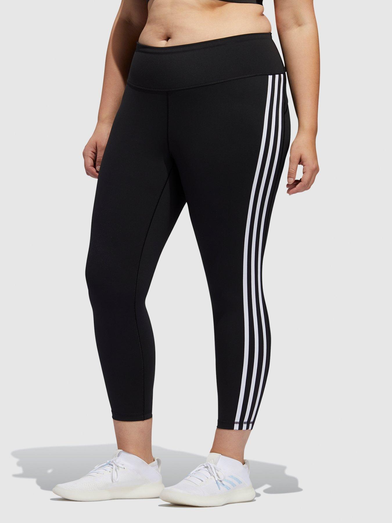 adidas Believe This 3 Stripe 7/8 Leggings (Plus Size) - Black | Very Ireland