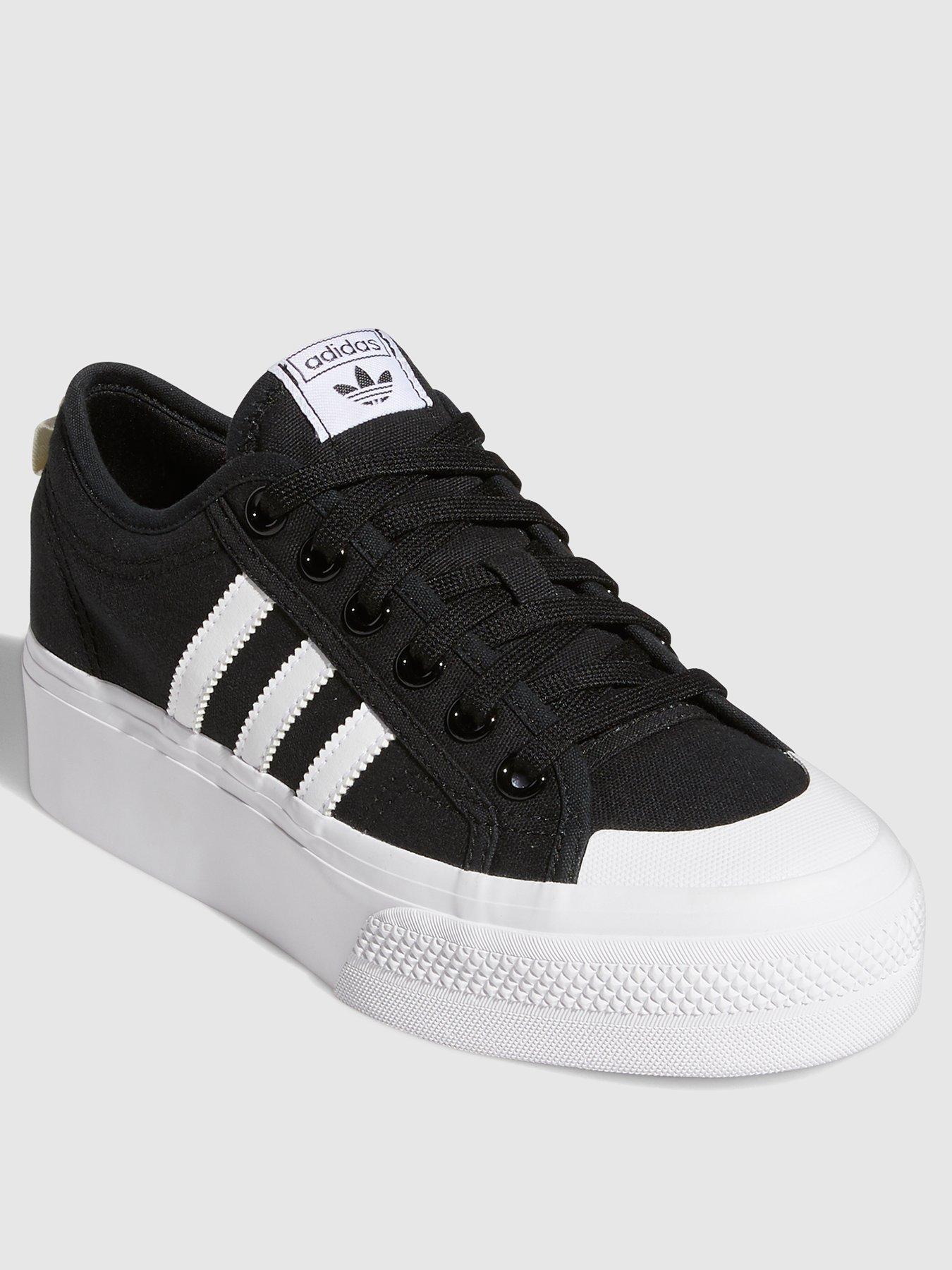 Adidas black and hot sale white womens trainers