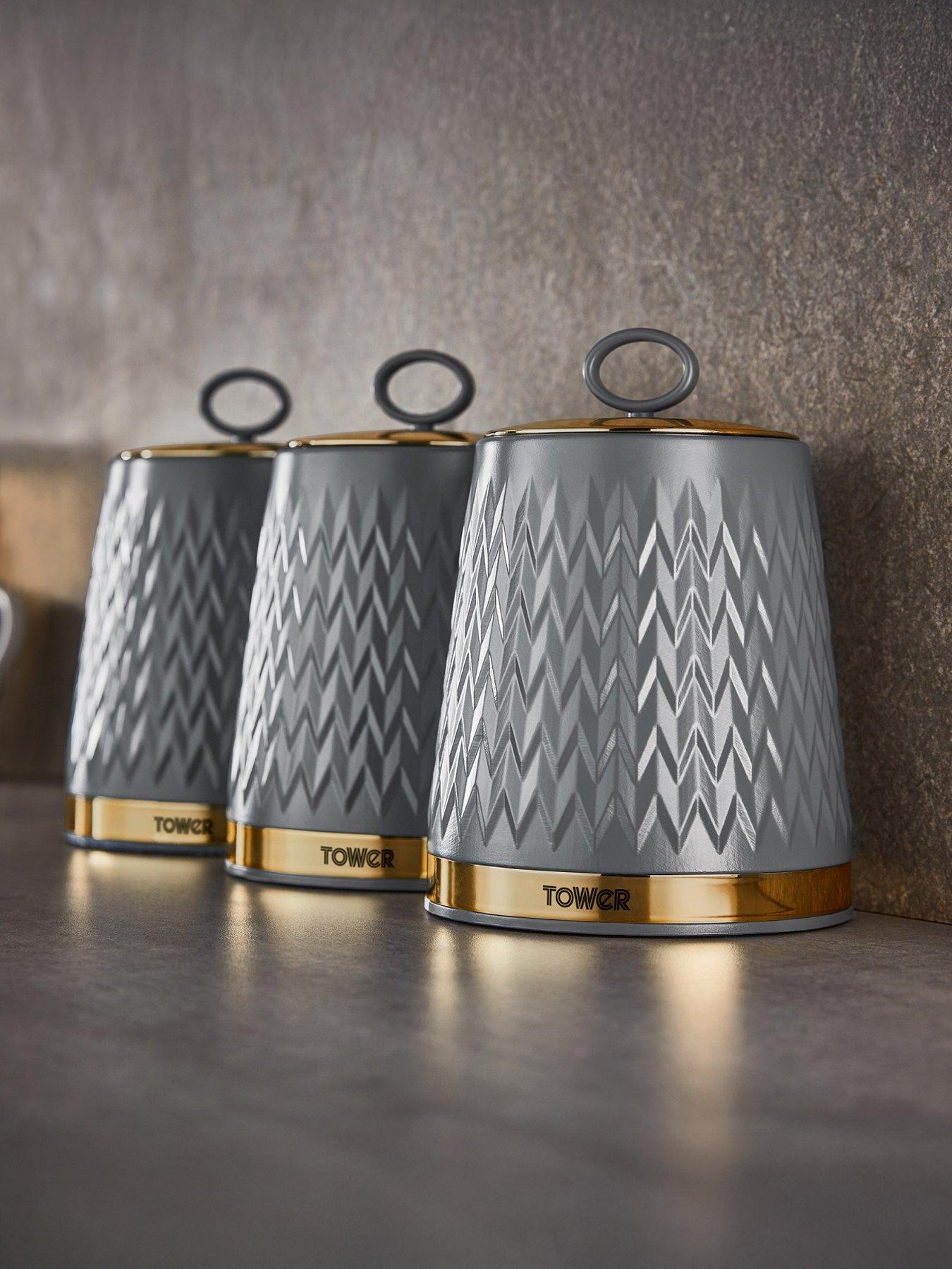 Image 1 of 6 of Tower Empire Set of 3 Canisters &ndash; Grey