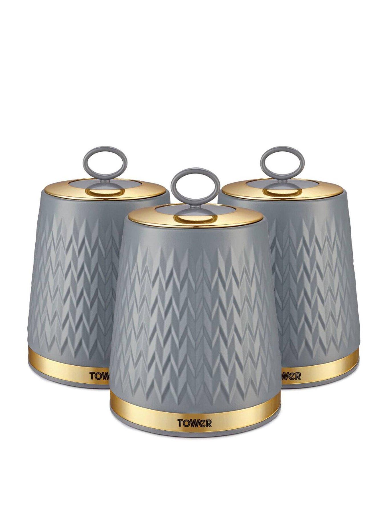 Tower Empire Set of 3 Canisters – Grey