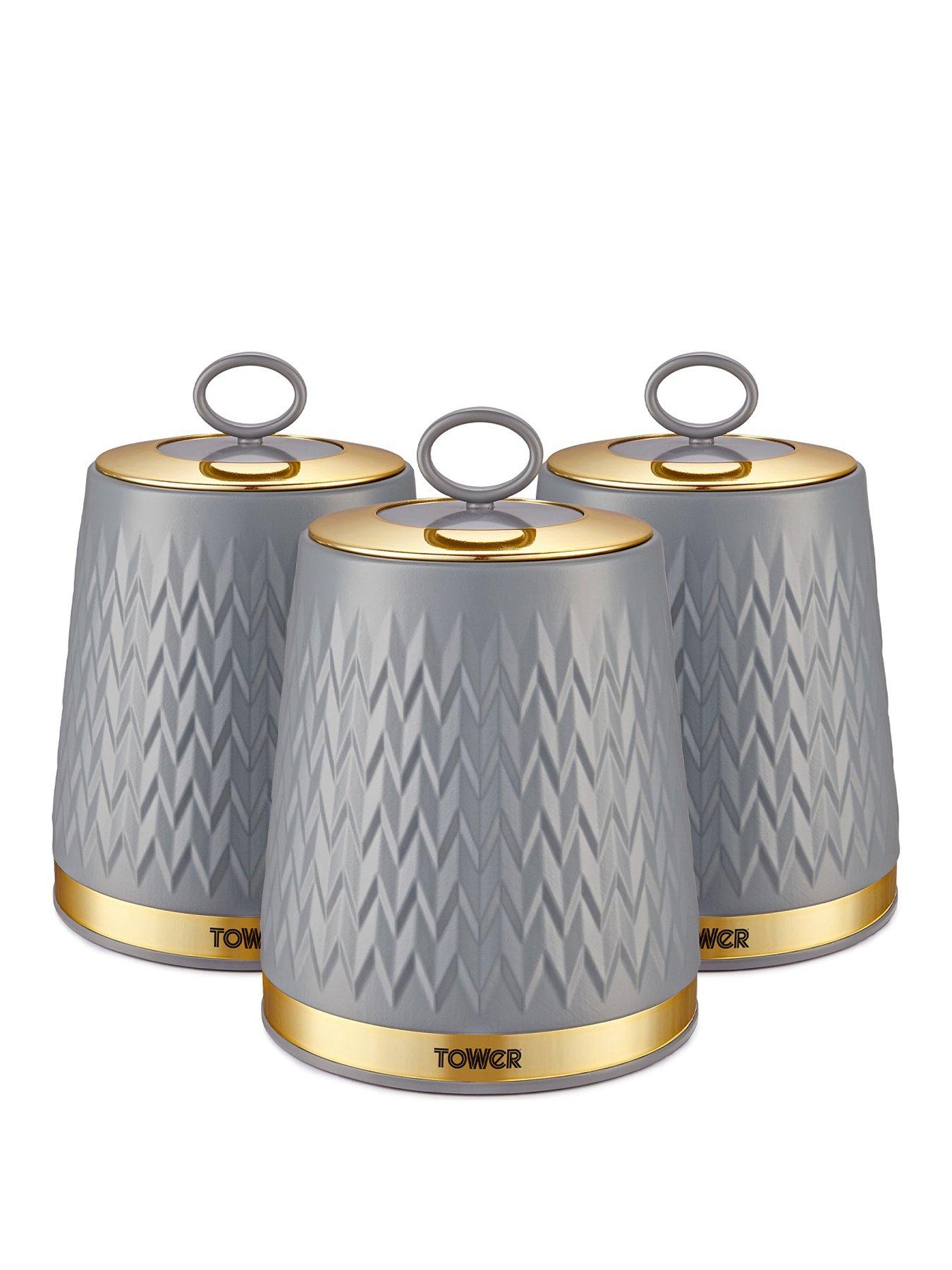 Image 1 of 6 of Tower Empire Set of 3 Canisters &ndash; Grey