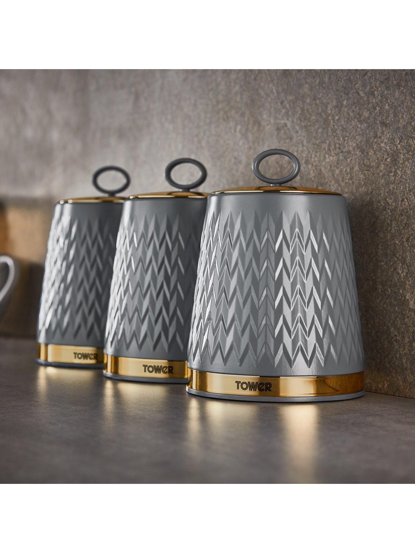 Image 3 of 6 of Tower Empire Set of 3 Canisters &ndash; Grey