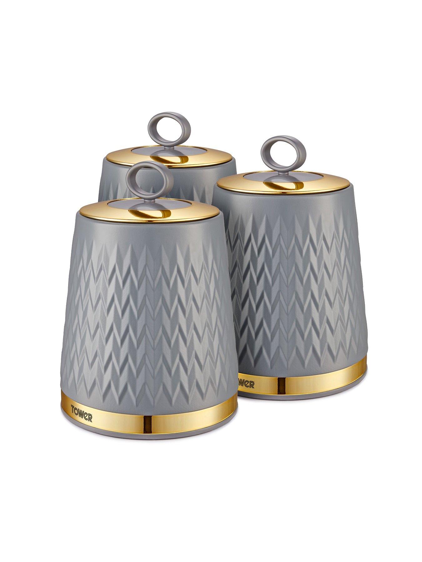 Image 3 of 6 of Tower Empire Set of 3 Canisters &ndash; Grey