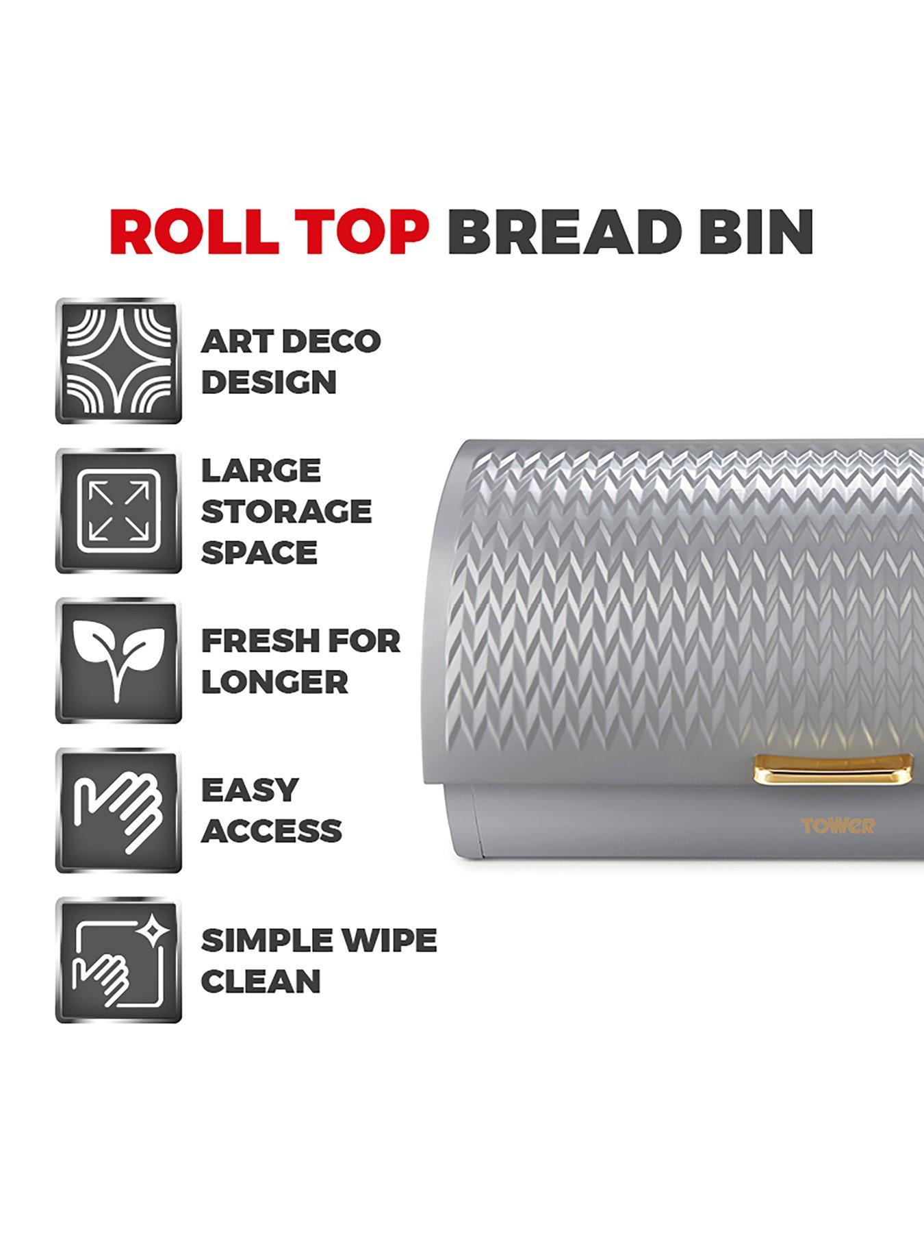 Image 2 of 6 of Tower Empire Roll-Top Bread Bin &ndash; Grey