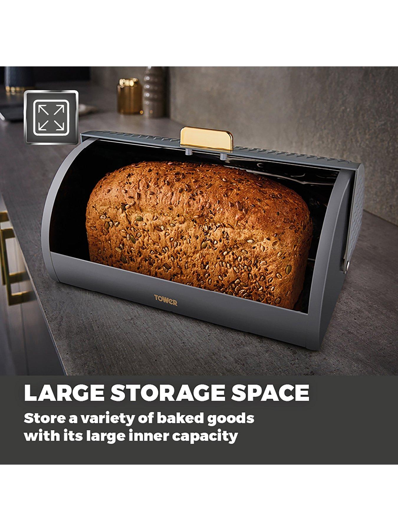 Image 4 of 6 of Tower Empire Roll-Top Bread Bin &ndash; Grey