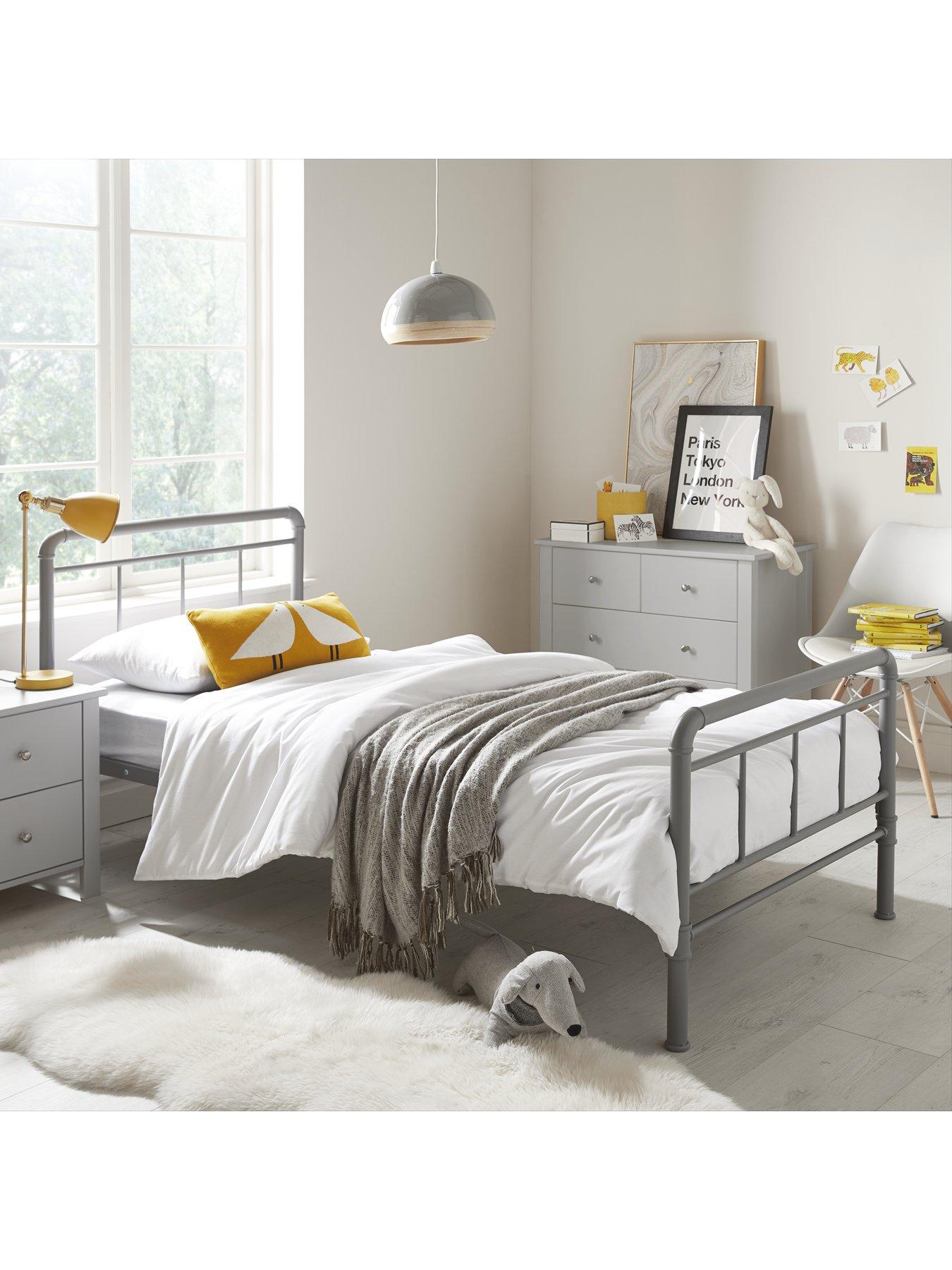 very-home-freddie-childrens-metal-single-bed-frame-grey