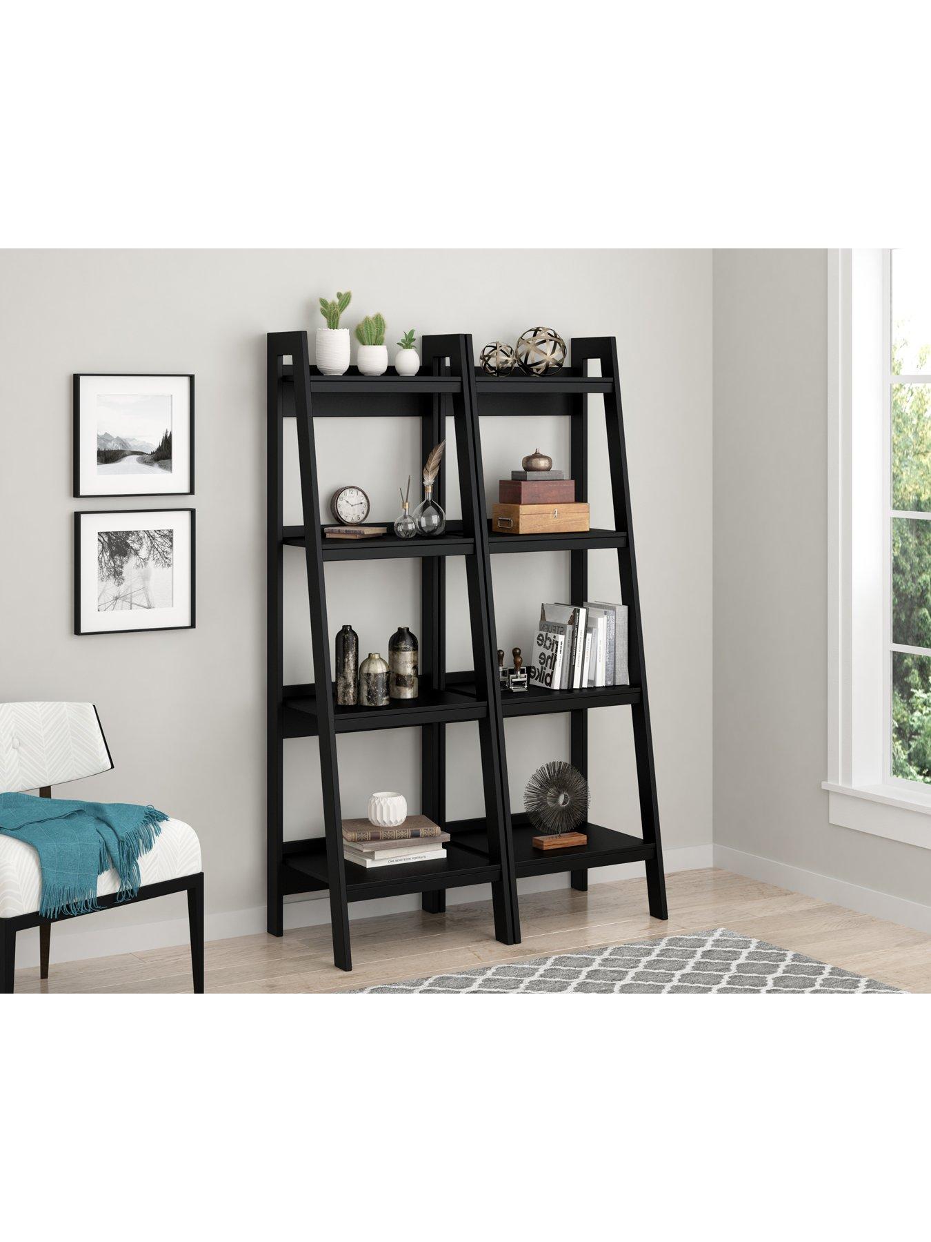 Dorel Home Set Of 2 Lawrence Ladder Bookcases in Black