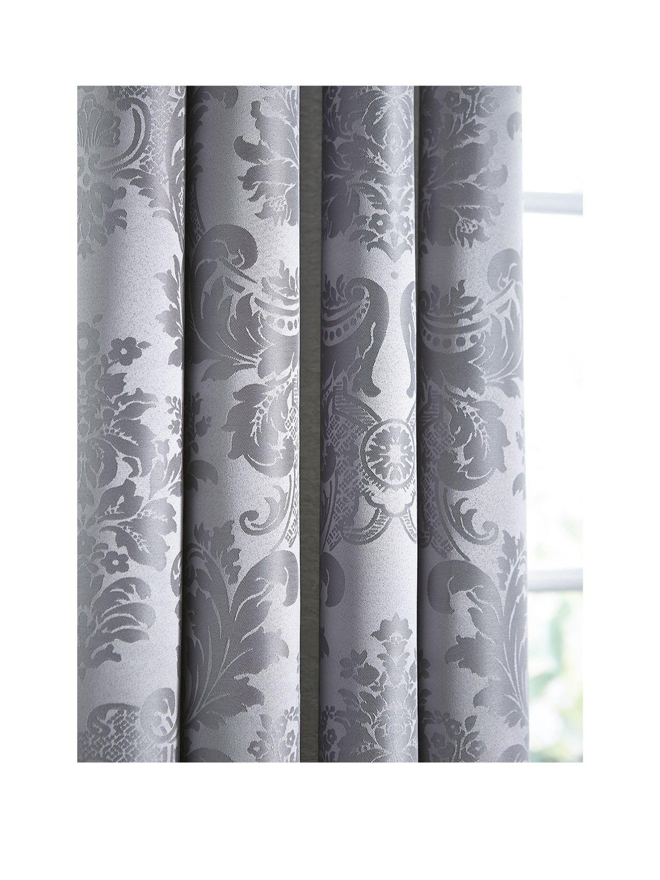 undefined Damask Jacquard Eyelet Lined Curtains