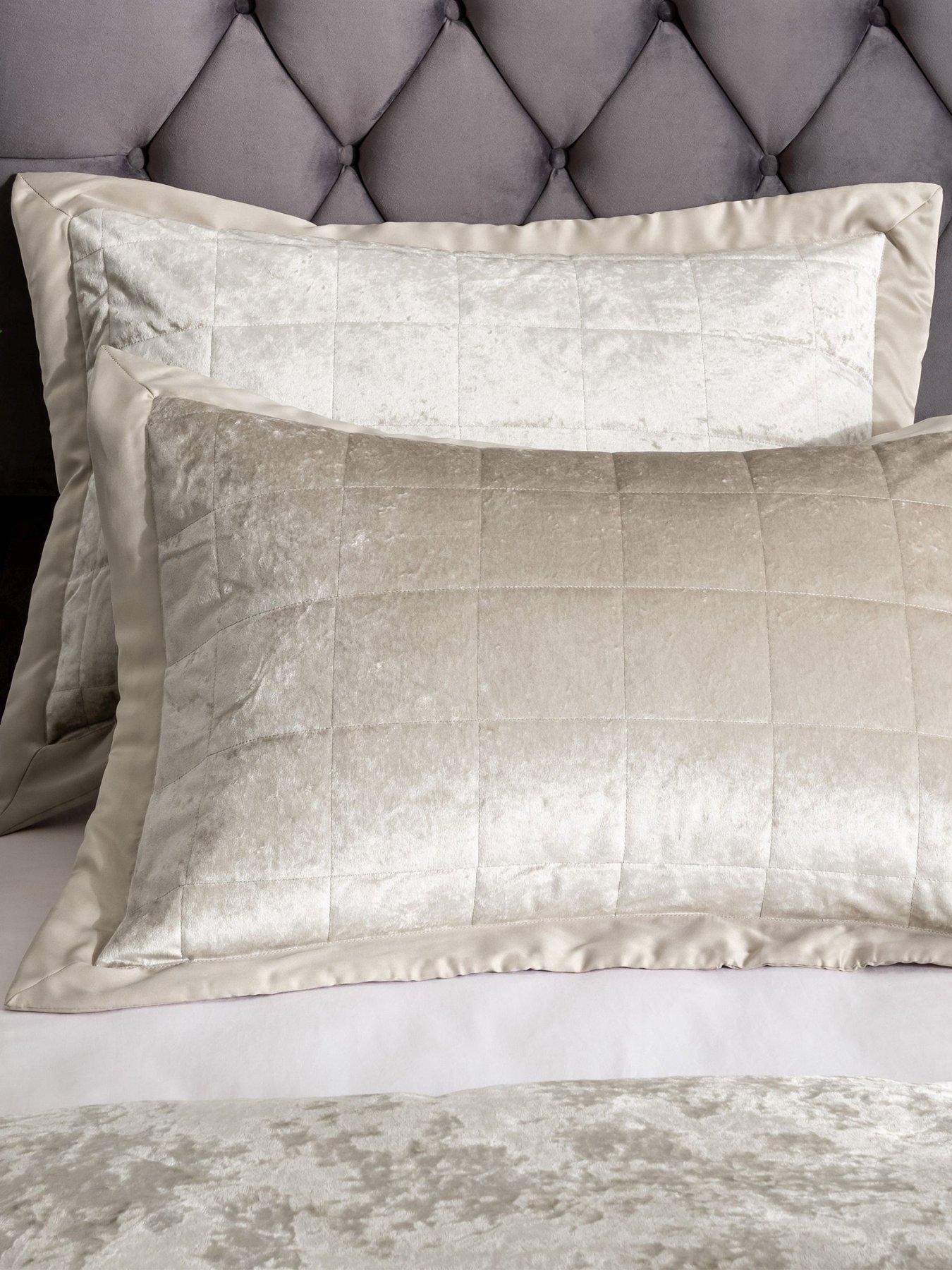 Image 1 of 4 of Catherine Lansfield Crushed Velvet Pillow Sham Pair &ndash; Natural