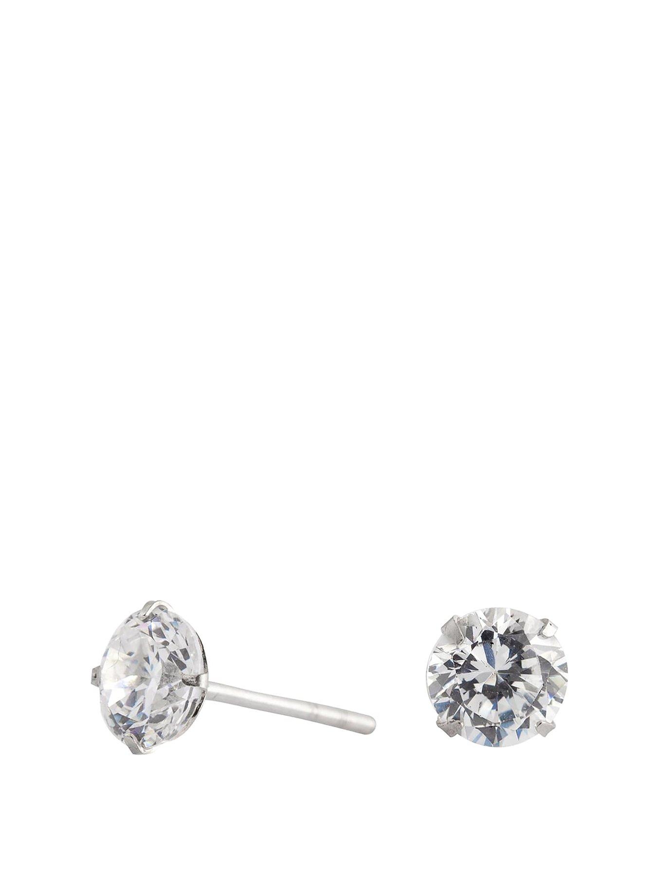 Simply Silver Simply Silver Sterling Silver 925 with Cubic Zirconia 6mm Round Stud Earrings