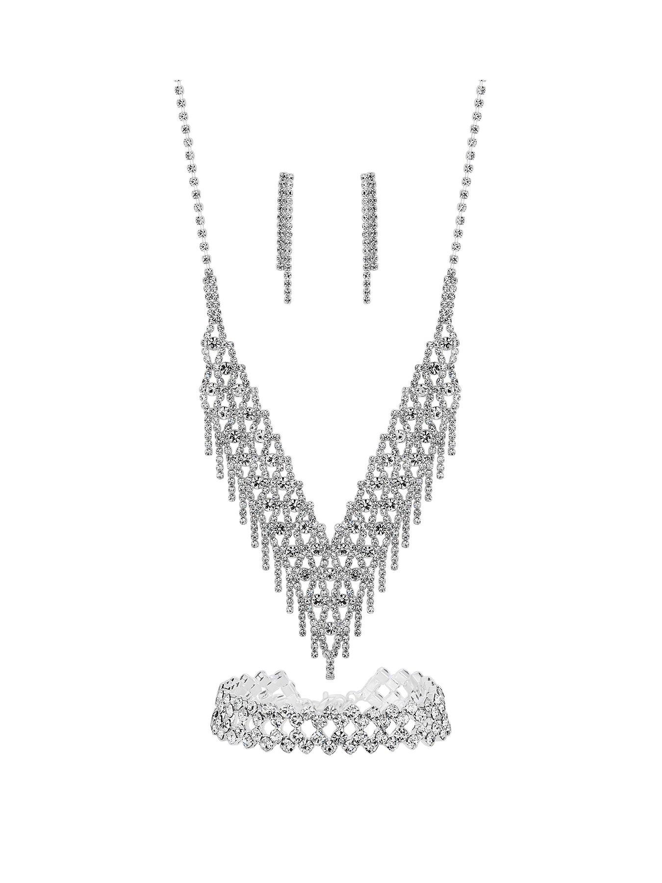 Image 1 of 1 of Mood Silver Plated Crystal Trio Jewellery Set