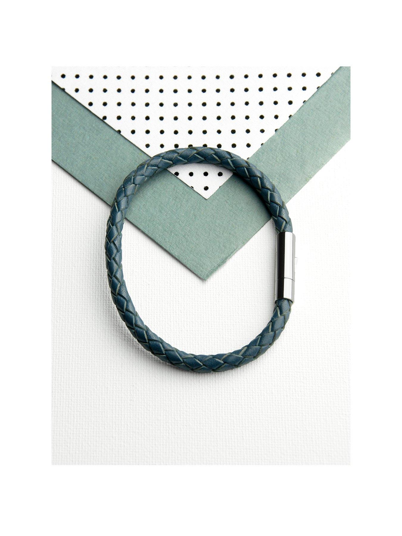 undefined Personalised Men's Capsule Tube Woven Bracelet In Aegean Blue