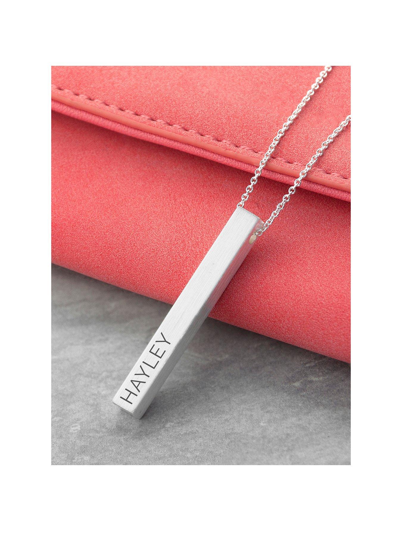 Image 1 of 4 of Treat Republic Personalised Matt Vertical Bar Necklace