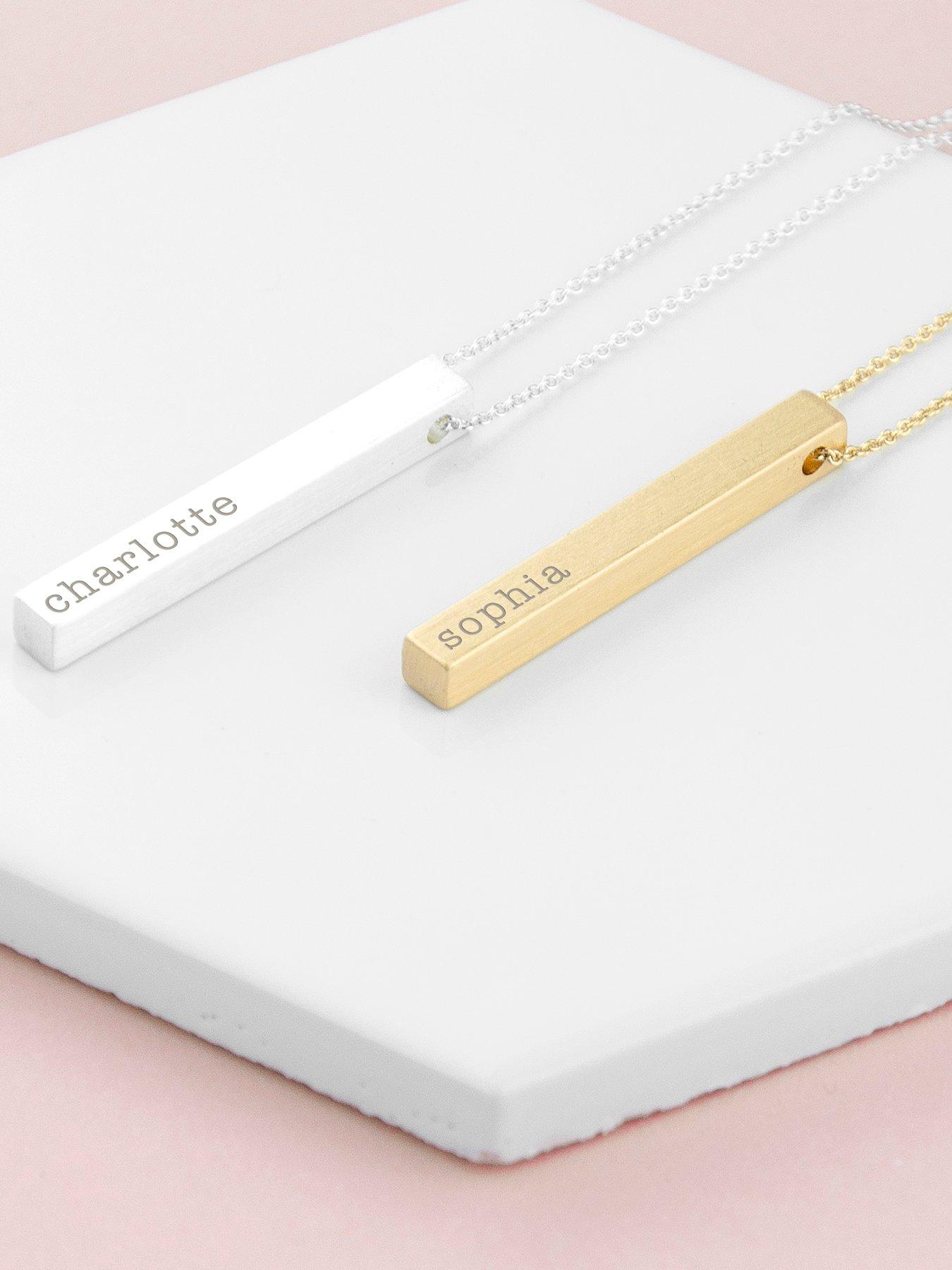 Image 2 of 4 of Treat Republic Personalised Matt Vertical Bar Necklace
