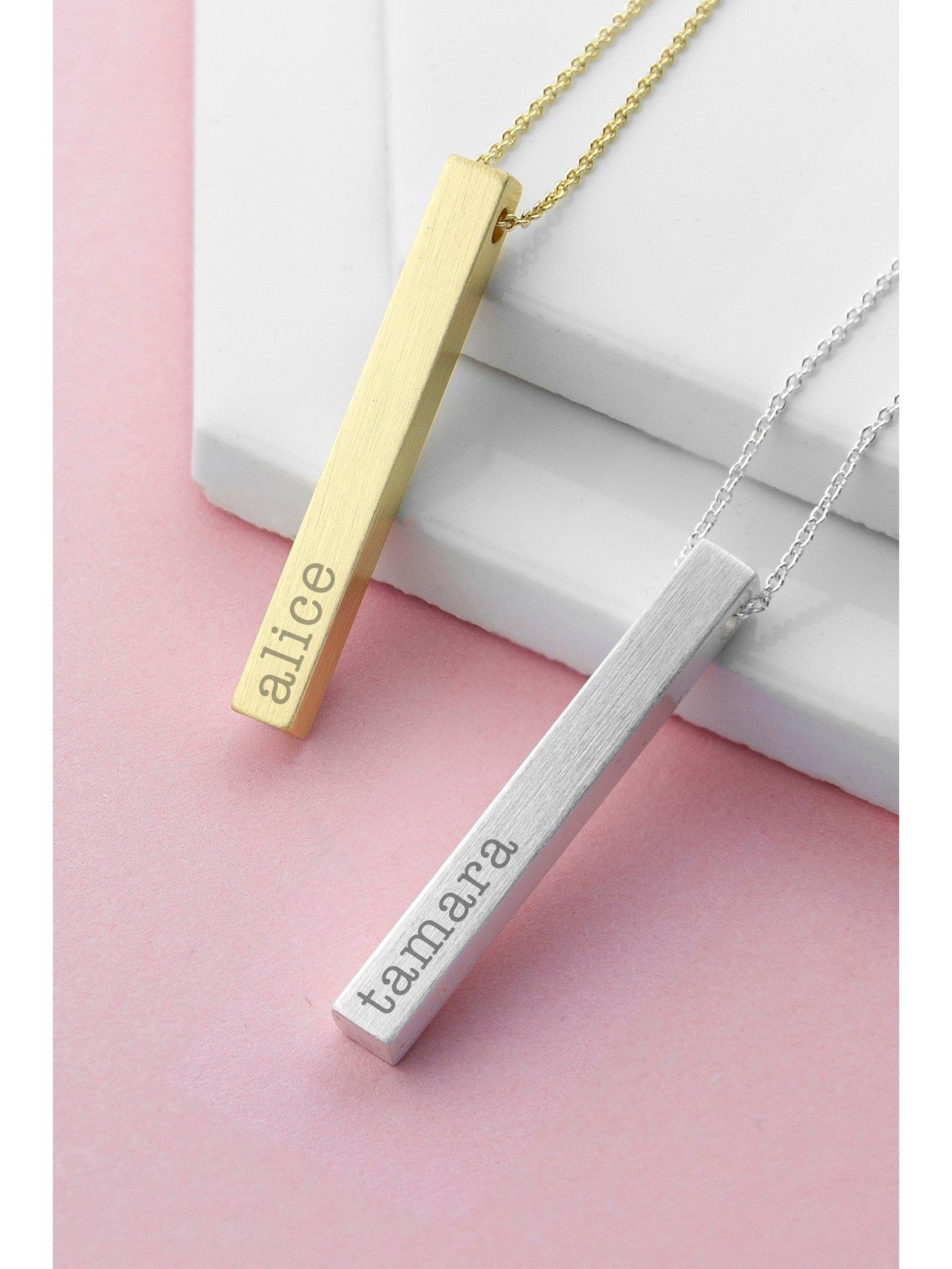Image 3 of 4 of Treat Republic Personalised Matt Vertical Bar Necklace