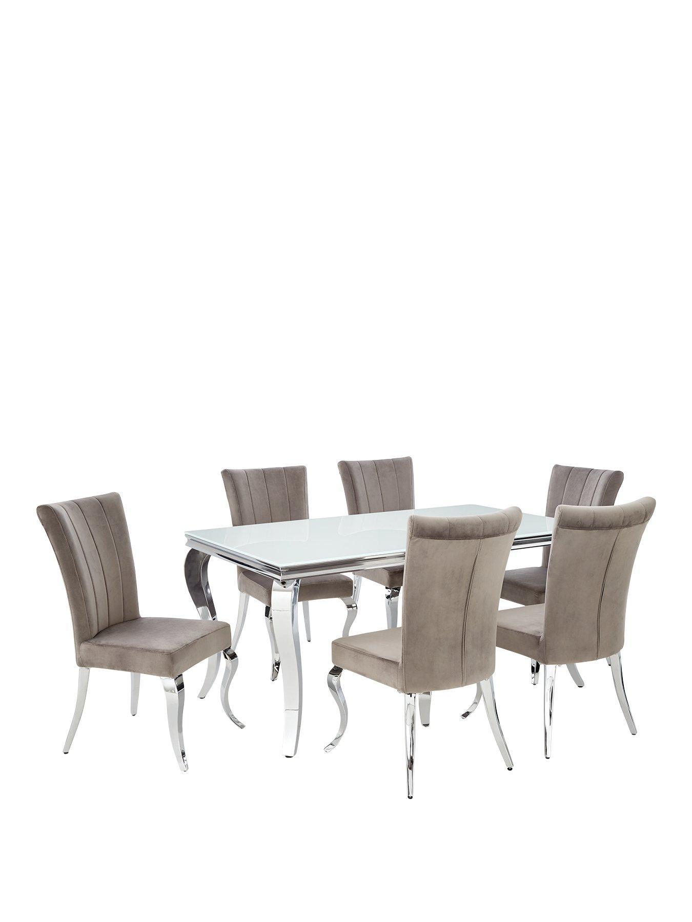 Image 2 of 5 of Very Home Grace 160 cm&nbsp;Rectangle Dining Table&nbsp;+&nbsp;6 Chairs - White/Chrome