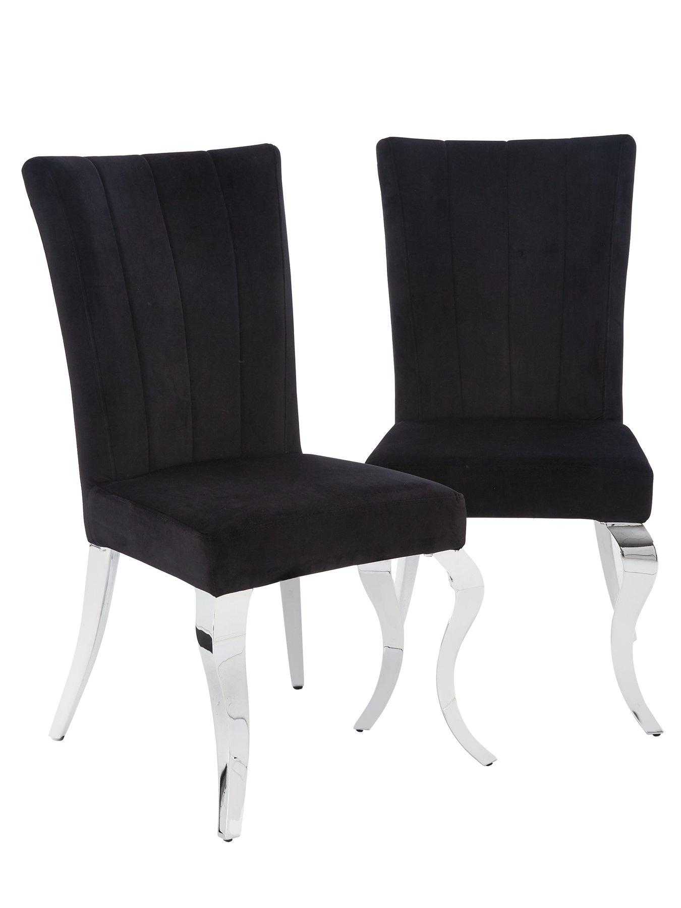 Image 4 of 5 of Very Home Grace 160 cm&nbsp;Rectangle Dining Table&nbsp;+&nbsp;6 Chairs - Black/Chrome