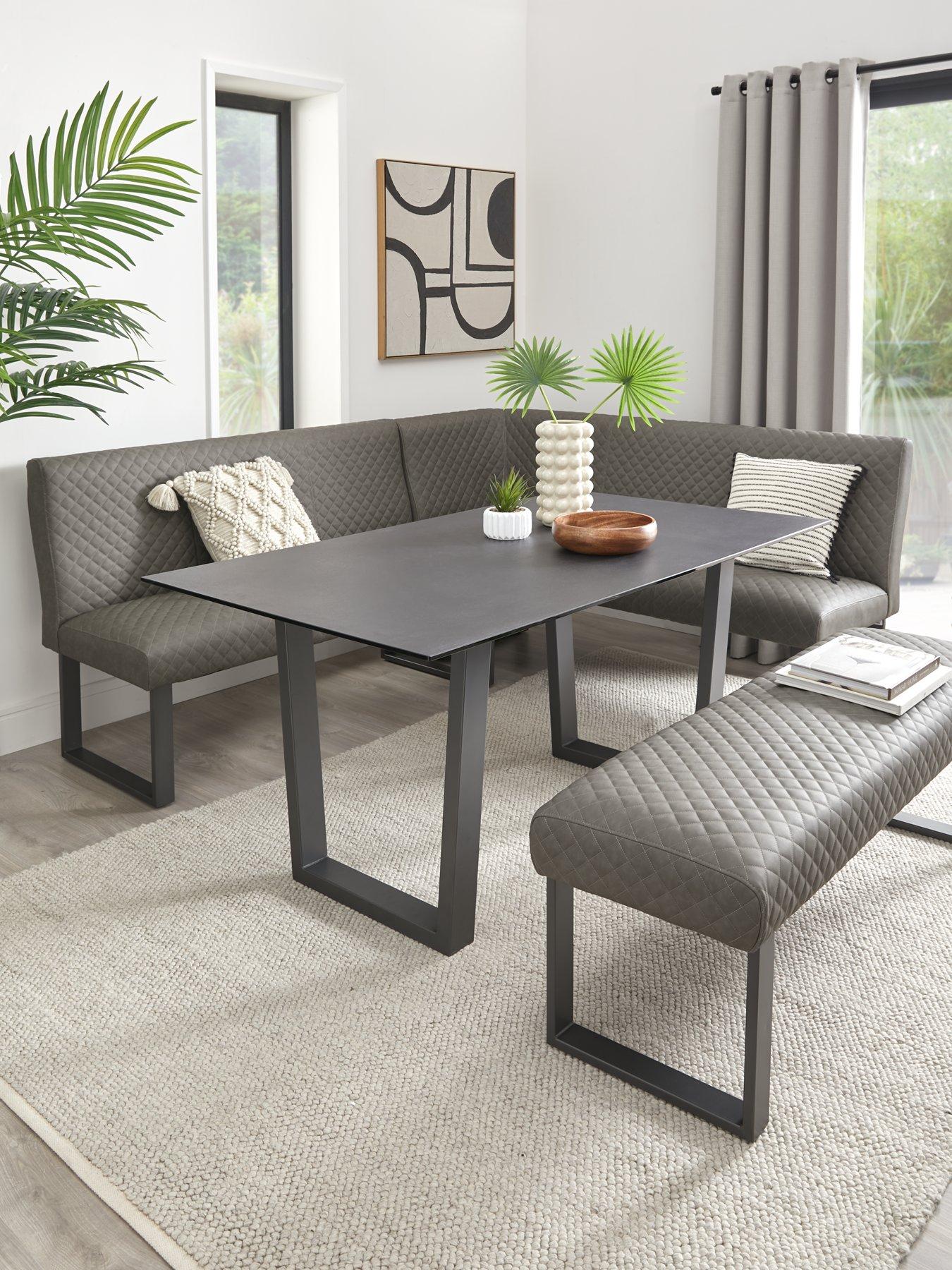 Very Home Ohio 160 cm Long Dining Table + Benches Corner Dining Set