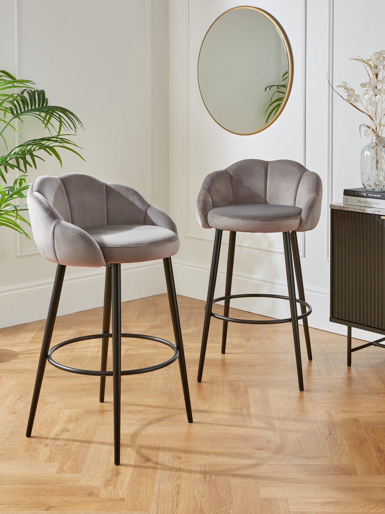 very-home-pair-of-angel-scallop-bar-stools-grey-velvet--nbspfscreg-certified