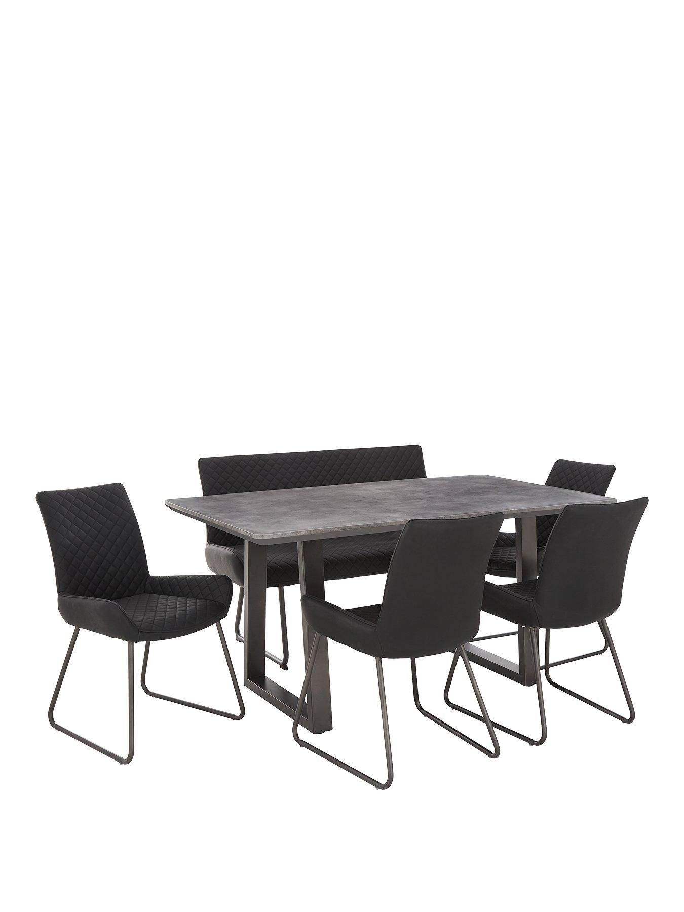 Image 2 of 5 of Very Home Bronx 160 cm Concrete Effect Dining Table With 1 Bench + 4 Chairs