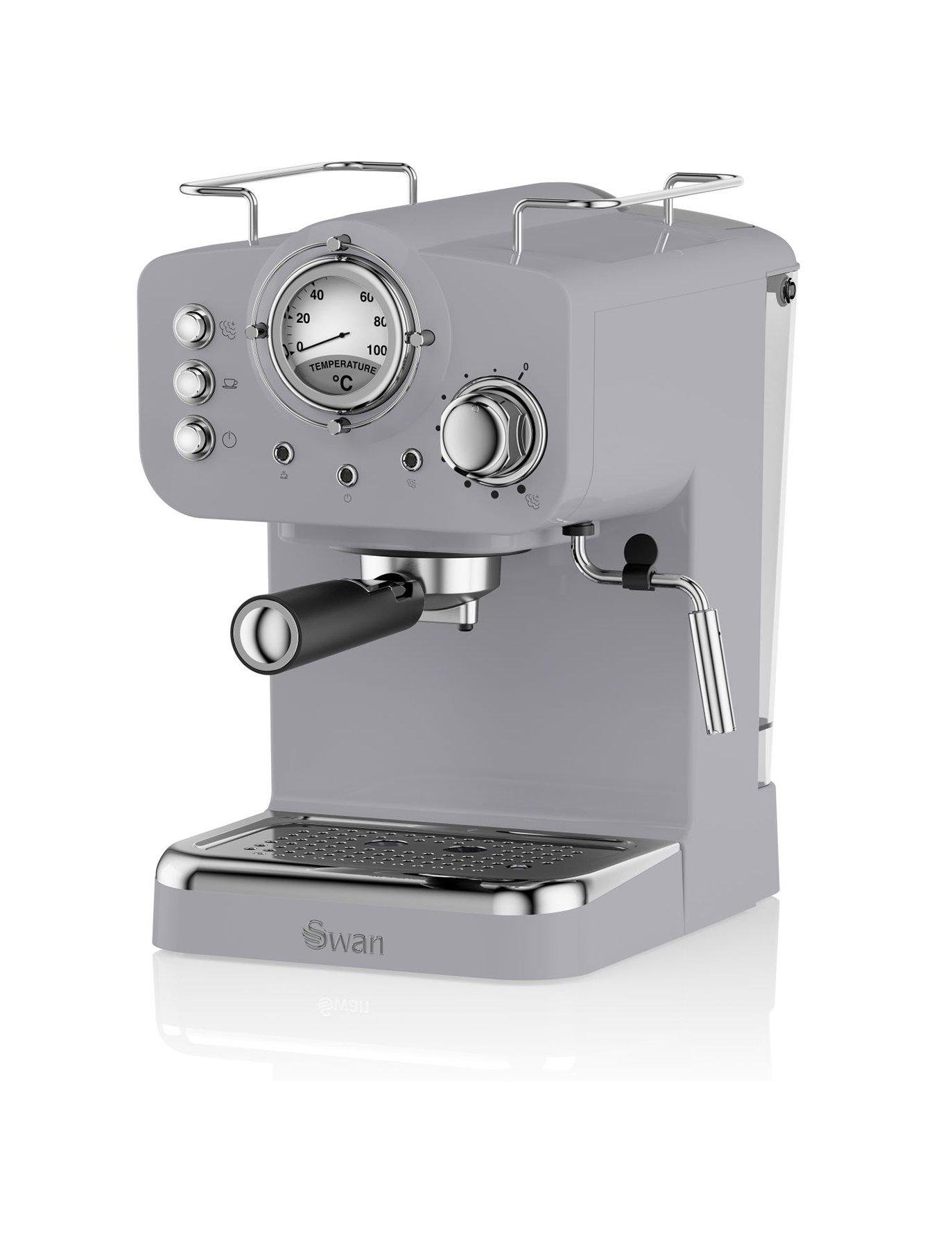undefined SK22110GRN Nordic Espresso Coffee Machine with Milk Frother, Steam Pressure Control, 1.2L Detachable Water Tank, 1100W, Grey