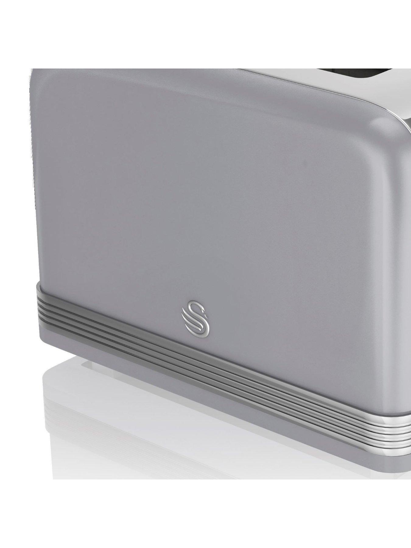 Image 2 of 3 of Swan ST19020GRN Retro 4-Slice Toaster with Defrost/Reheat/Cancel Functions, Cord Storage, 1600W, Grey