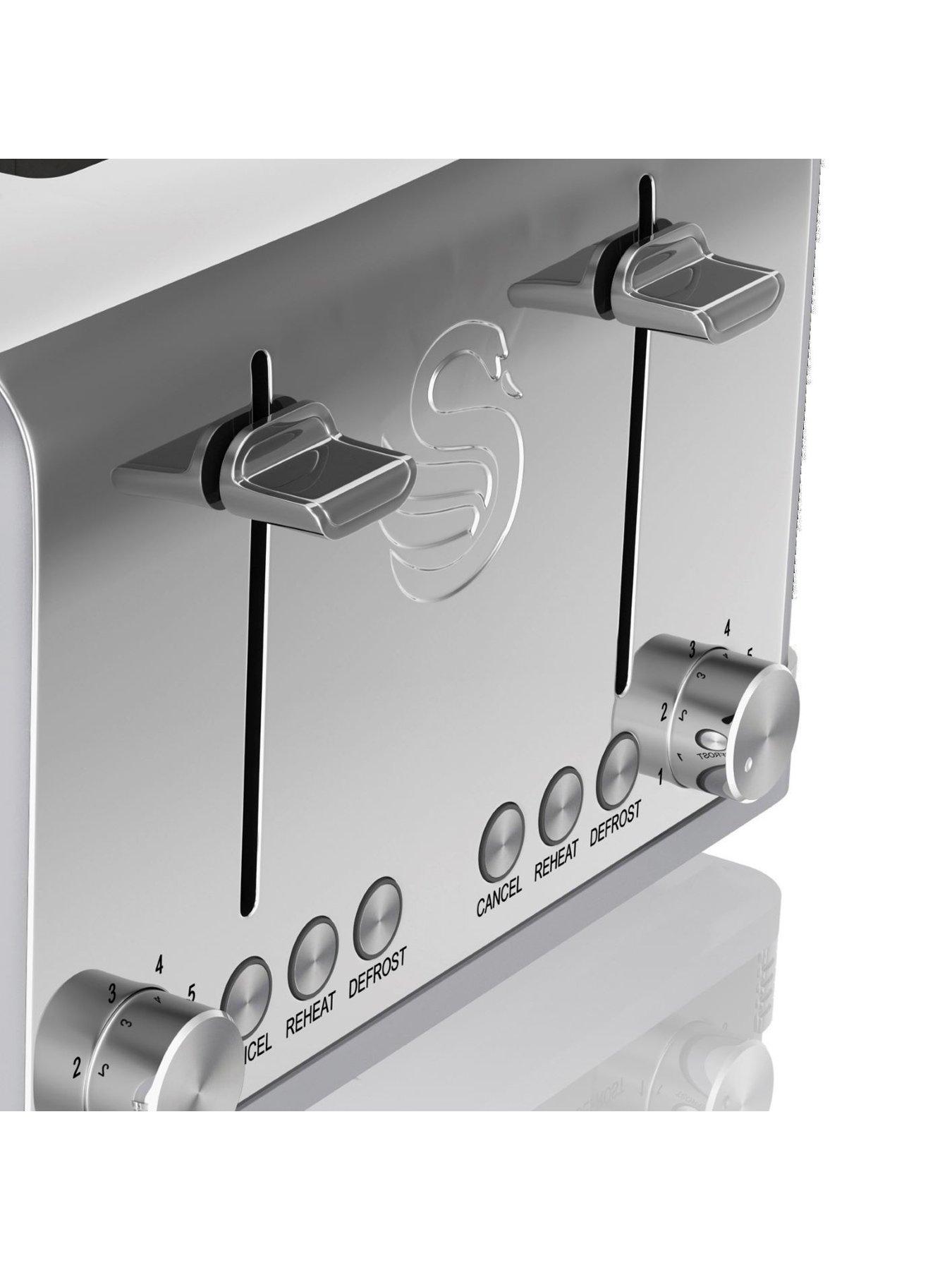 Image 3 of 3 of Swan ST19020GRN Retro 4-Slice Toaster with Defrost/Reheat/Cancel Functions, Cord Storage, 1600W, Grey