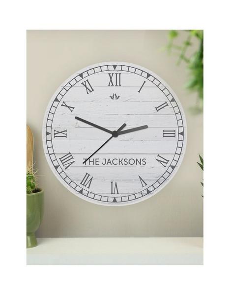 the-personalised-memento-company-personalised-grey-rustic-style-wooden-clock