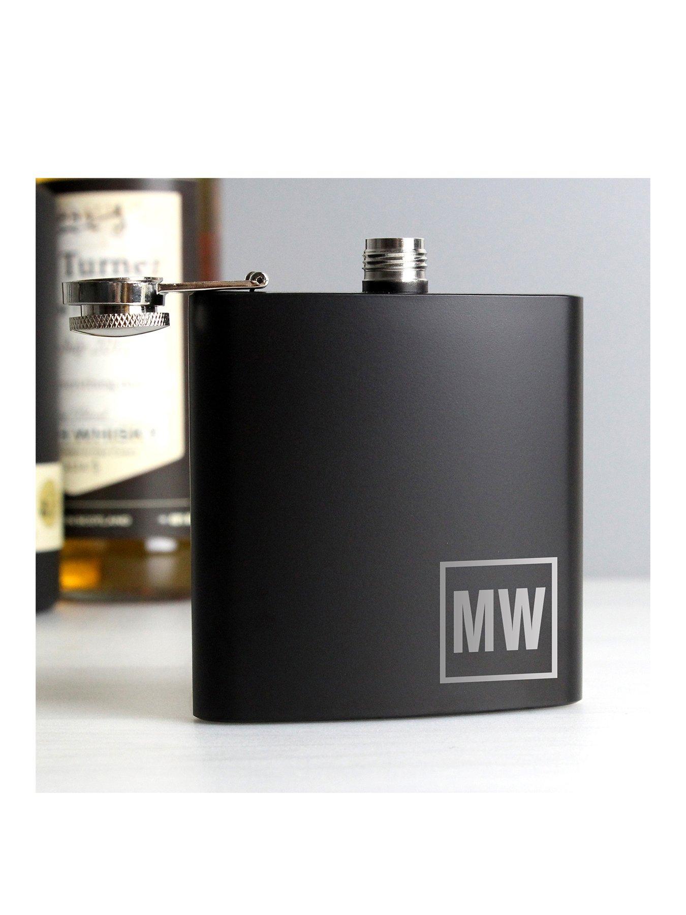 The Personalised Memento Company Personalised Black Monogram Hip Flask