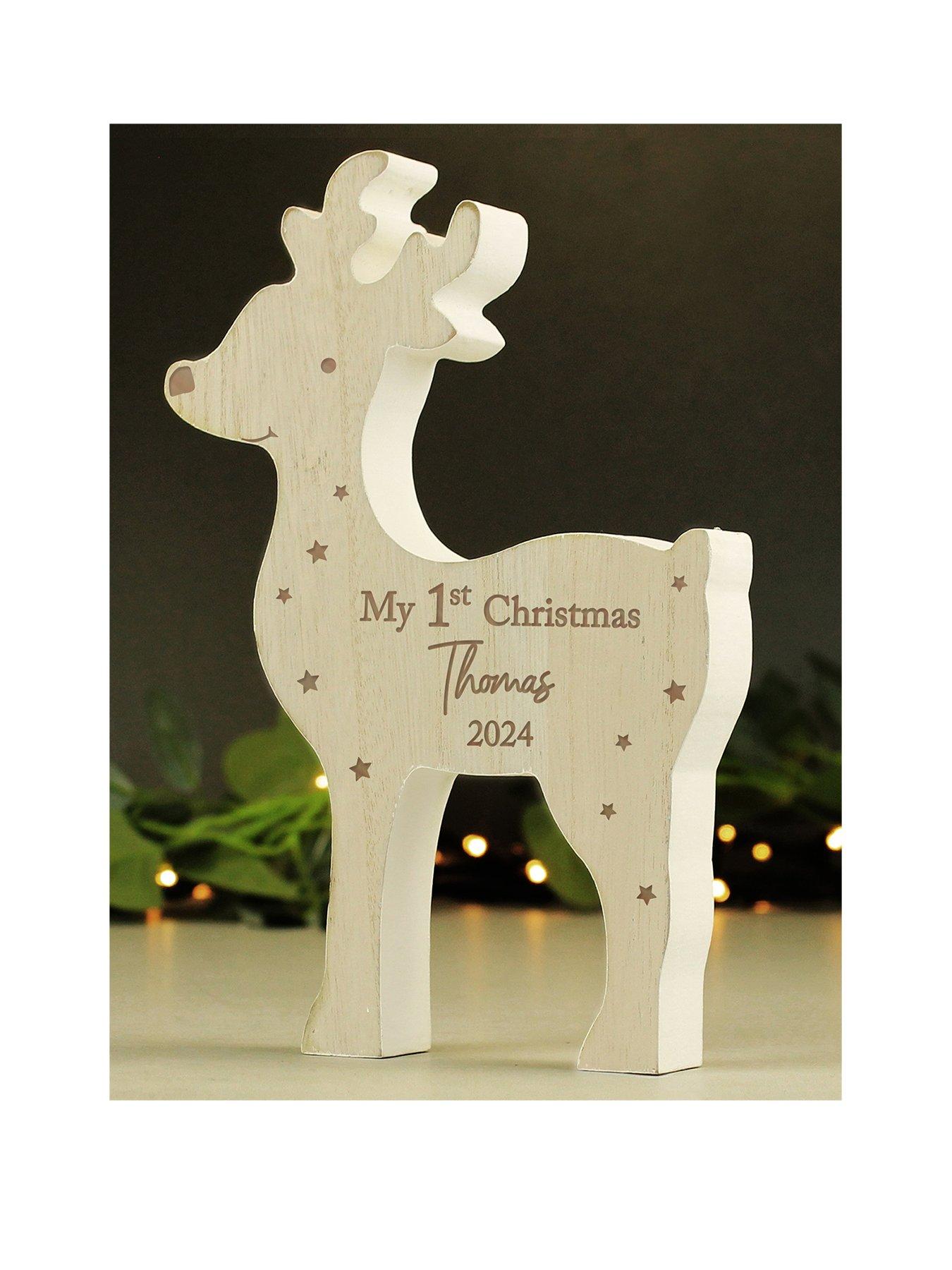 The Personalised Memento Company Personalised "My 1st Christmas 2026" Wooden Reindeer Decoration