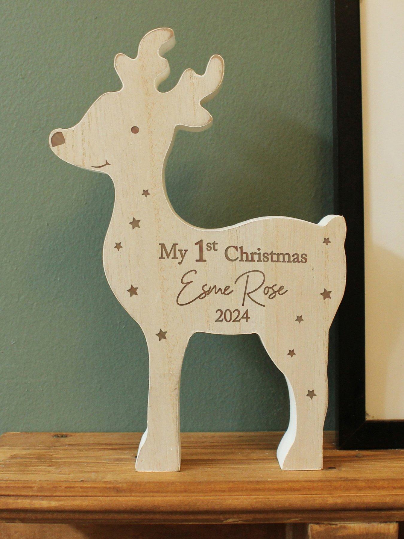 the-personalised-memento-company-personalised-my-1st-christmas-2024-wooden-reindeer-decorationstillFront