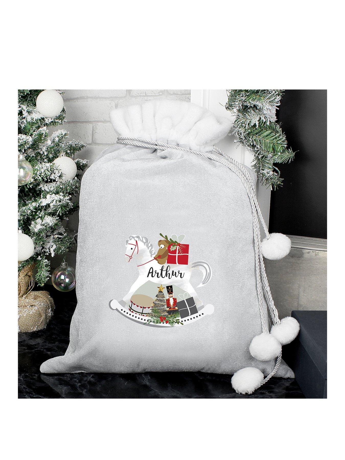 Personalised Grey Rocking Horse Christmas Sack