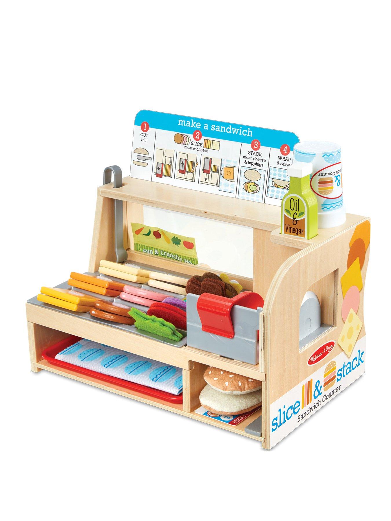 Melissa & Doug Wooden Slice  &  Stack Sandwich Counter Playset