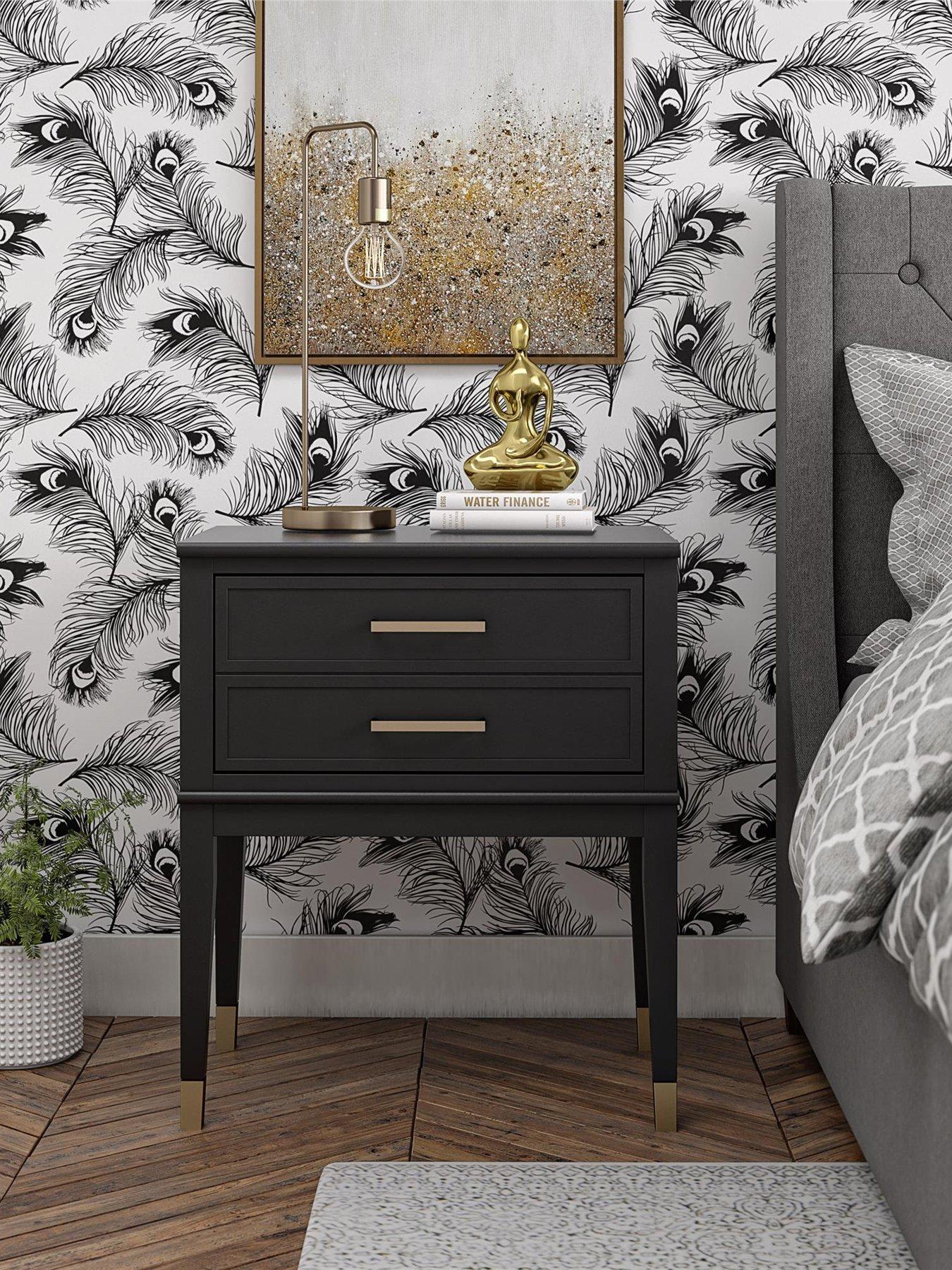 Image 5 of 6 of CosmoLiving by Cosmopolitan Westerleigh 1 Drawer&nbsp;Side Table&nbsp;-&nbsp;Black/Gold