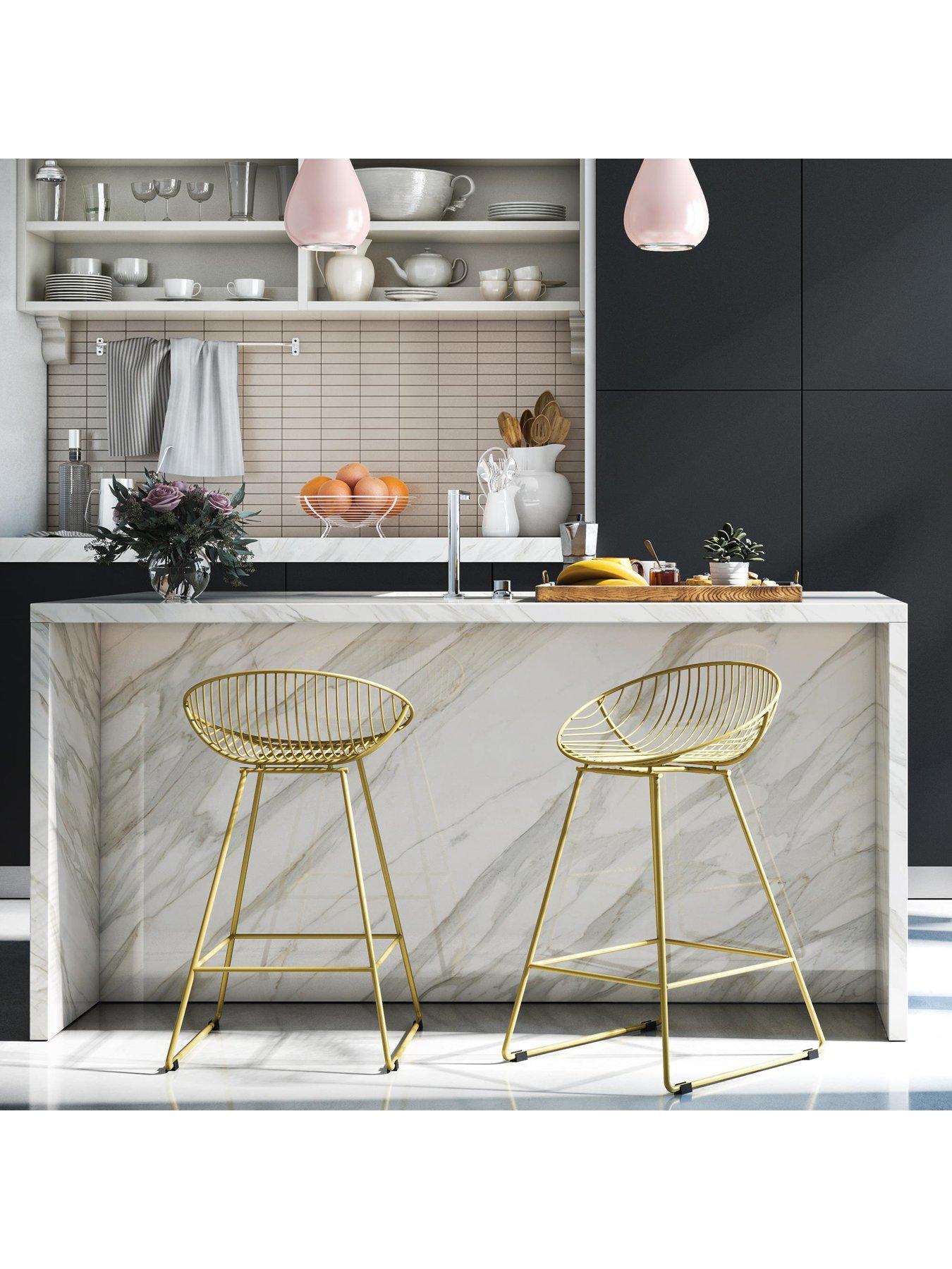 Image 1 of 5 of CosmoLiving by Cosmopolitan Ellis Wire Bar Stool- Gold