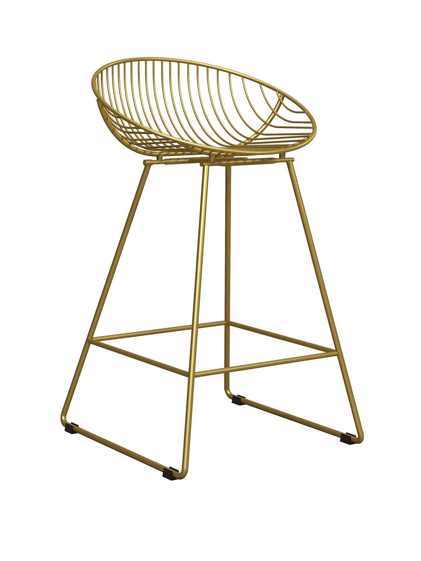 Image 2 of 5 of CosmoLiving by Cosmopolitan Ellis Wire Bar Stool- Gold