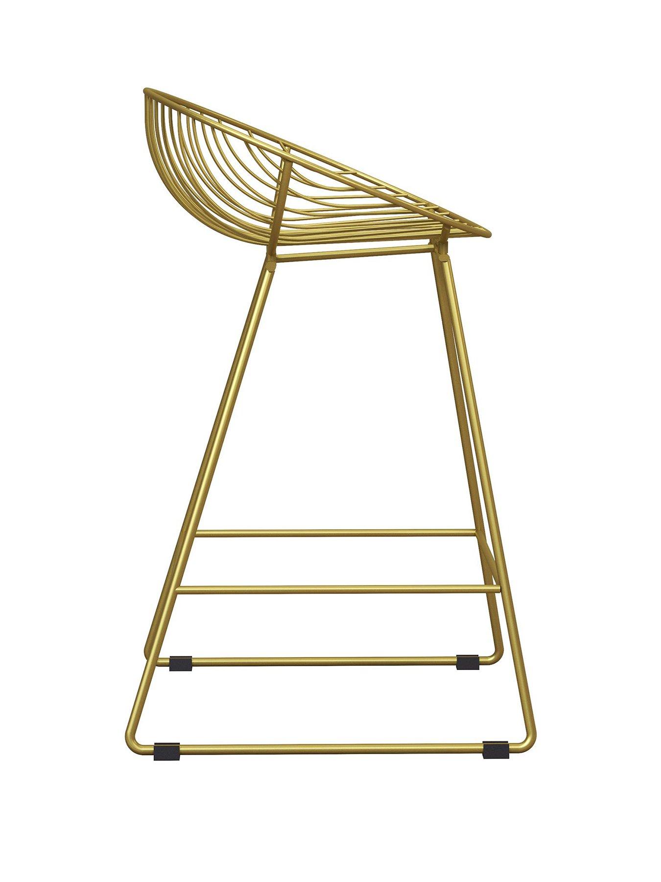 Image 3 of 5 of CosmoLiving by Cosmopolitan Ellis Wire Bar Stool- Gold