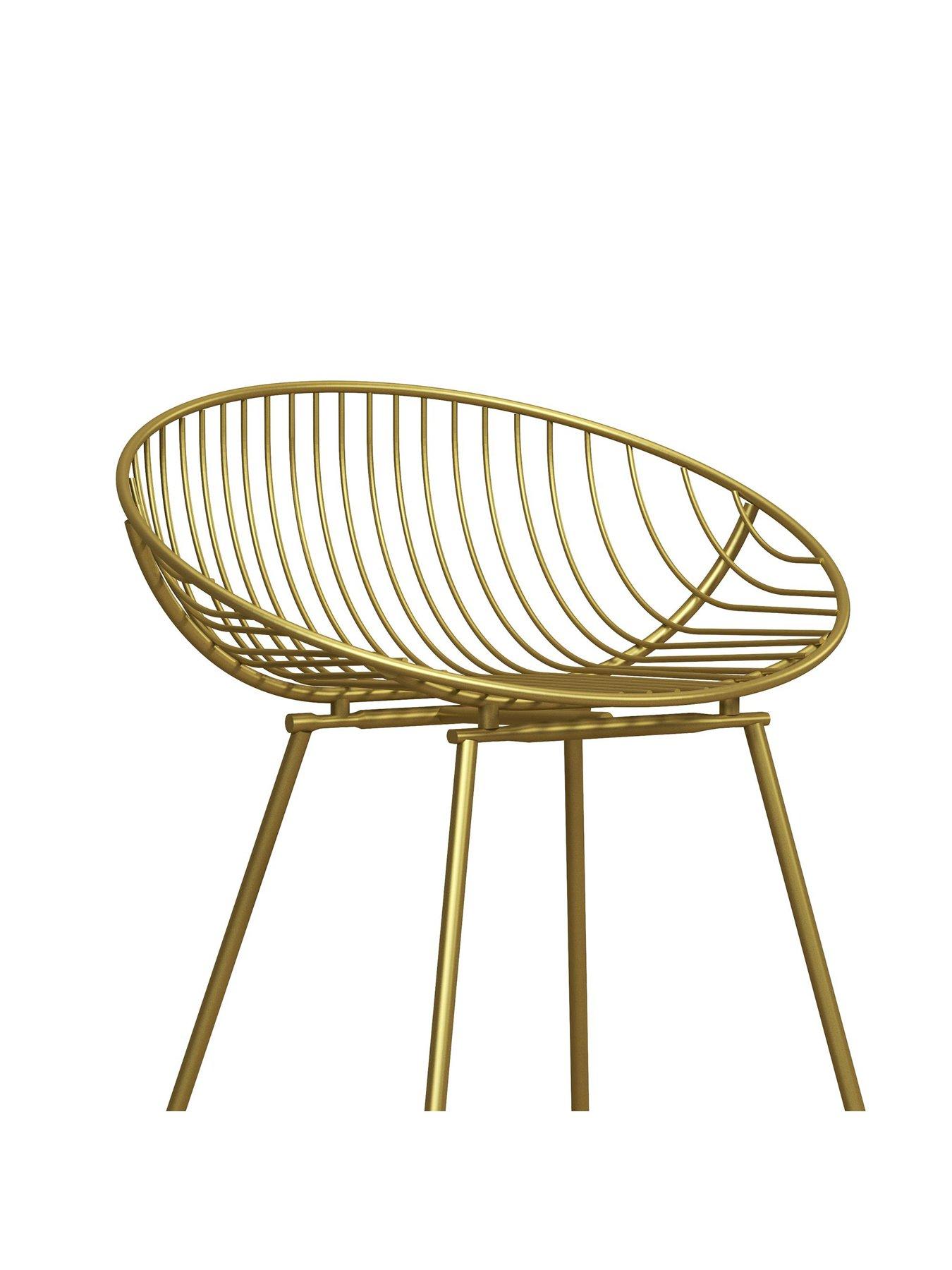 Image 4 of 5 of CosmoLiving by Cosmopolitan Ellis Wire Bar Stool- Gold
