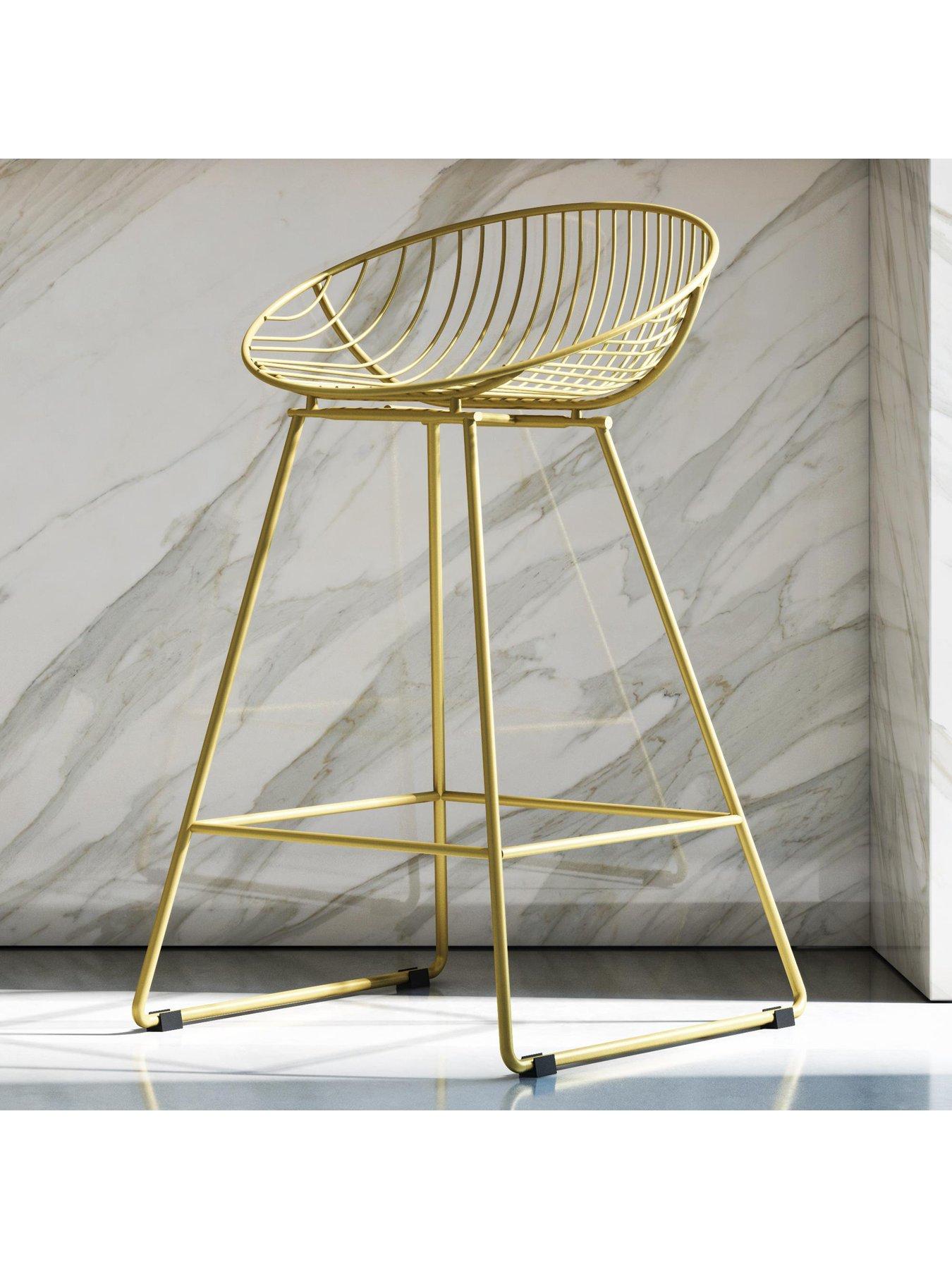 Image 5 of 5 of CosmoLiving by Cosmopolitan Ellis Wire Bar Stool- Gold