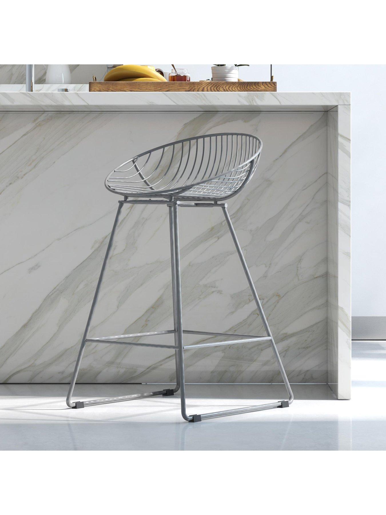 Image 5 of 5 of CosmoLiving by Cosmopolitan Ellis Wire Bar Stool&nbsp;-&nbsp;Grey