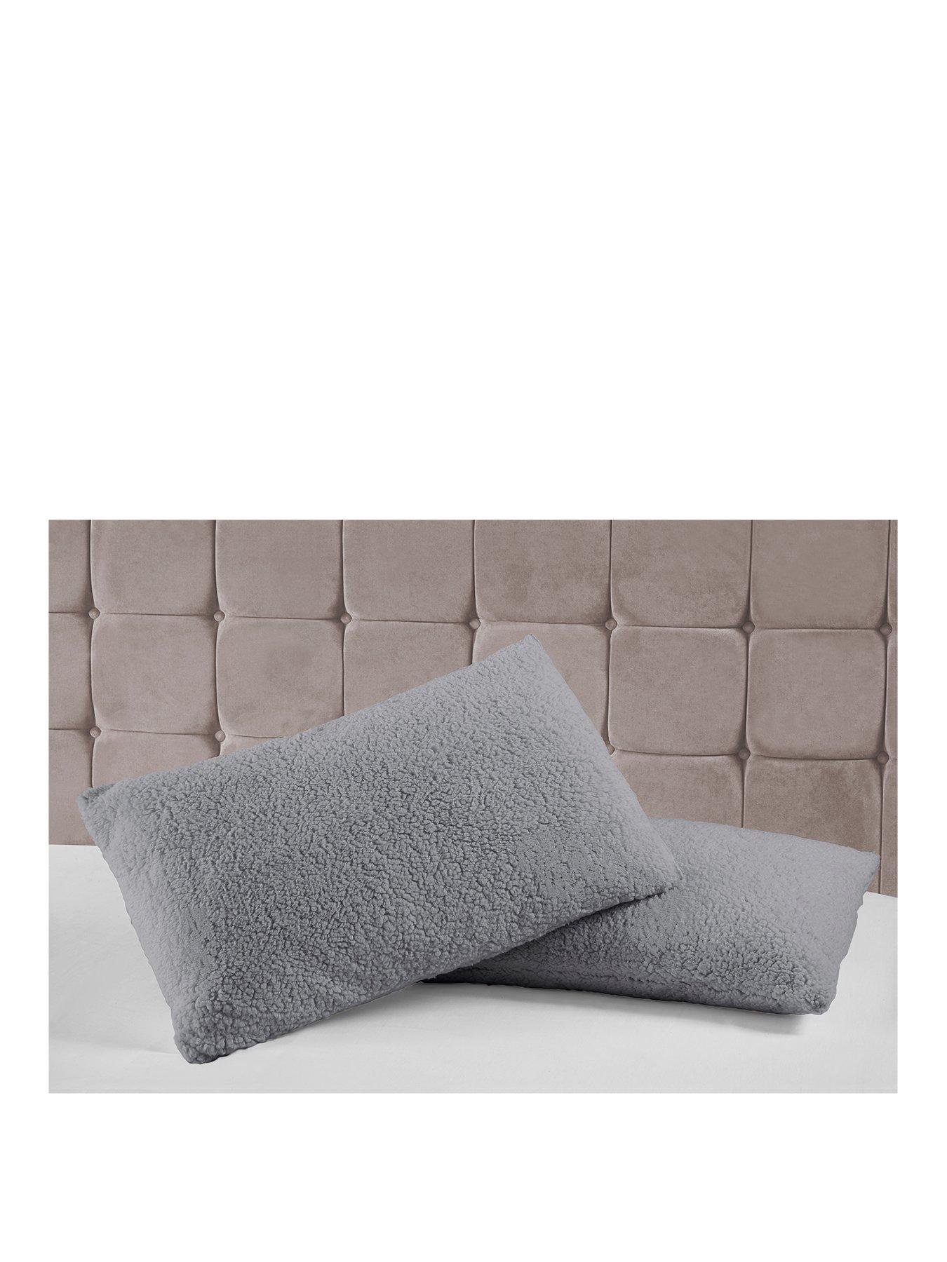 very-home-teddy-fleece-pillow-pair-ndash-greystillFront