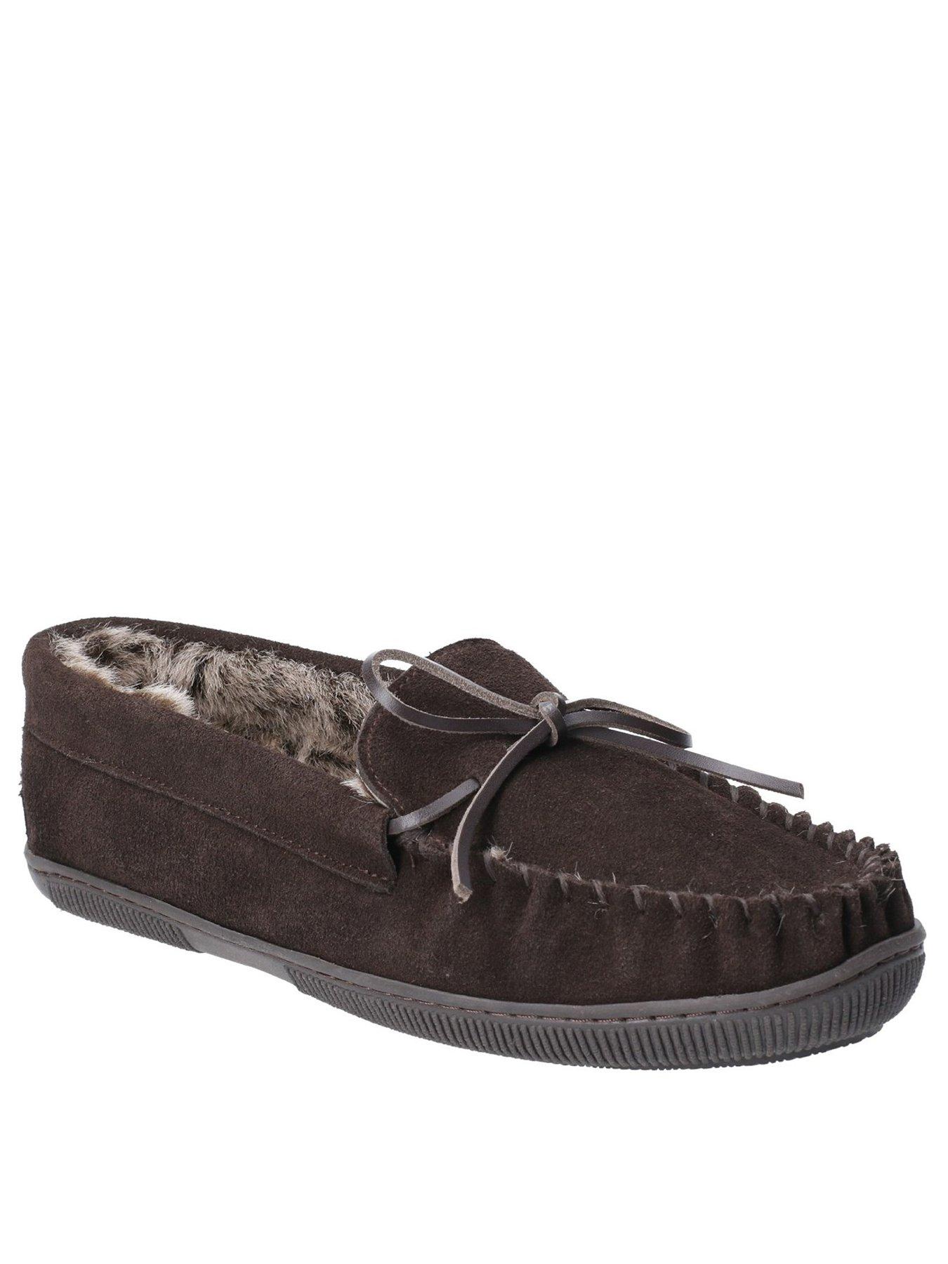 Image 1 of 5 of Hush Puppies Mens&nbsp;Ace Borg Lined Slippers - Brown