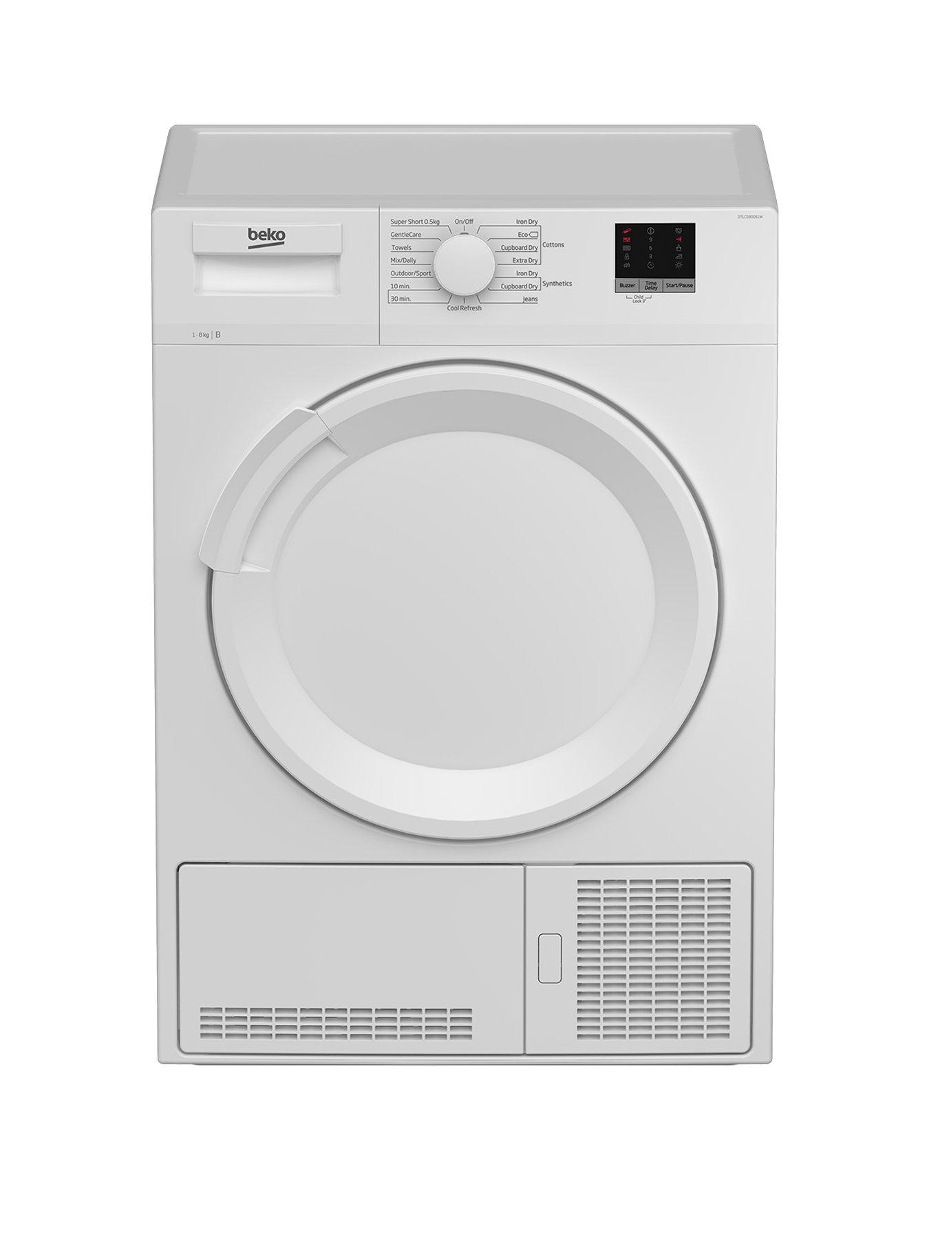 Image 1 of 7 of Beko DTLCE80051W 8kg Load Fullsize Condenser Sensor Tumble Dryer - White