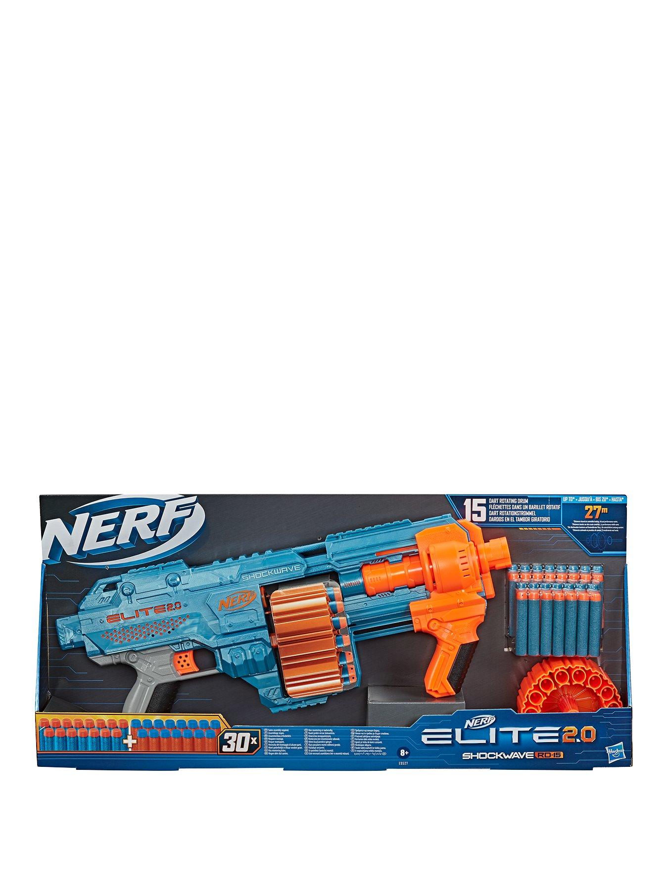 Nerf Elite 2.0 Shockwave RD-15 Toy Blaster, 30 Darts, Nerf 15-Dart Rotating  Drum, Christmas Gift Toy, Toys for Kids Teens and Adults, Christmas