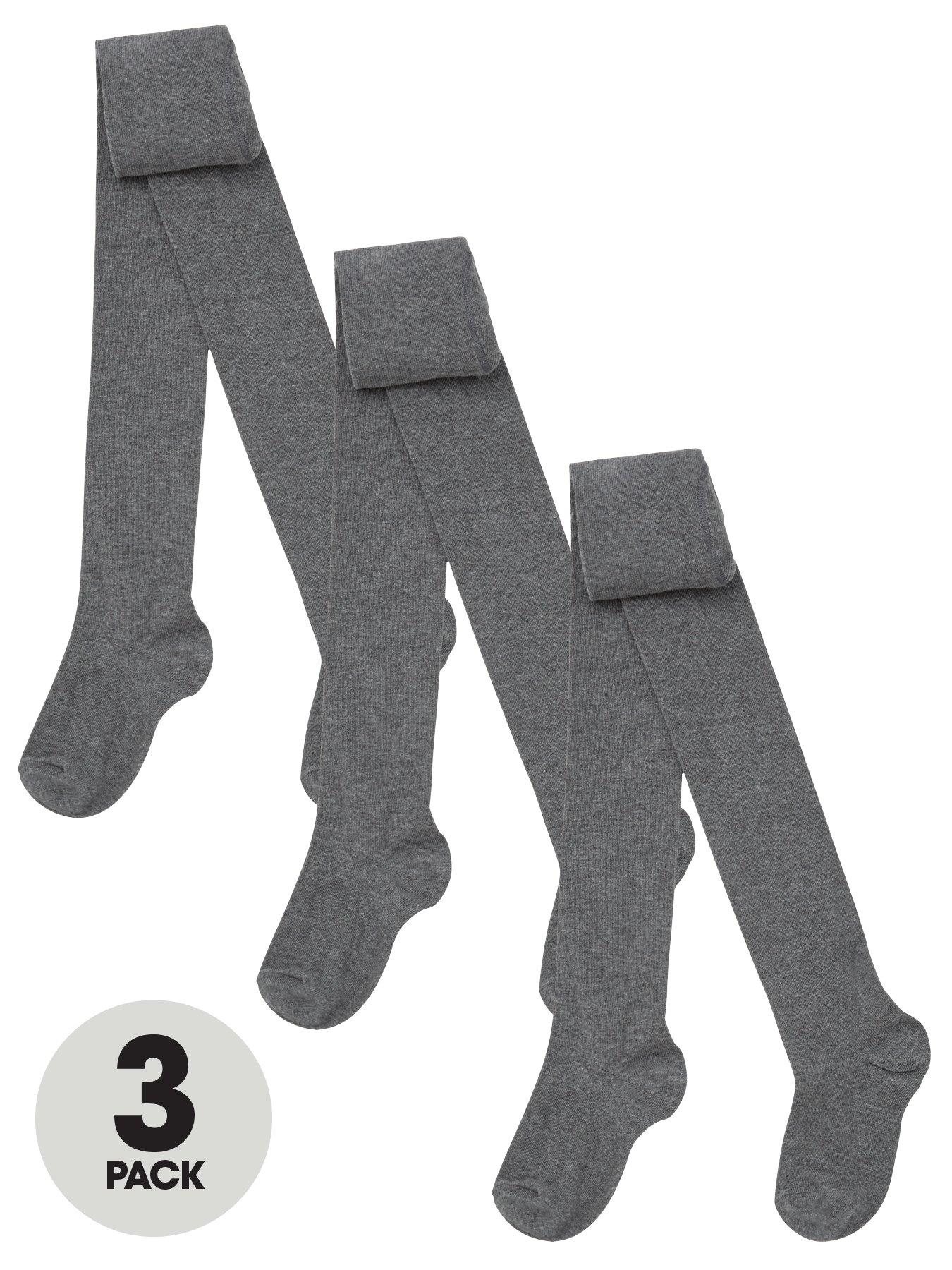 The Very Collection 3 Pack Girls Flat Knit Tights - Grey